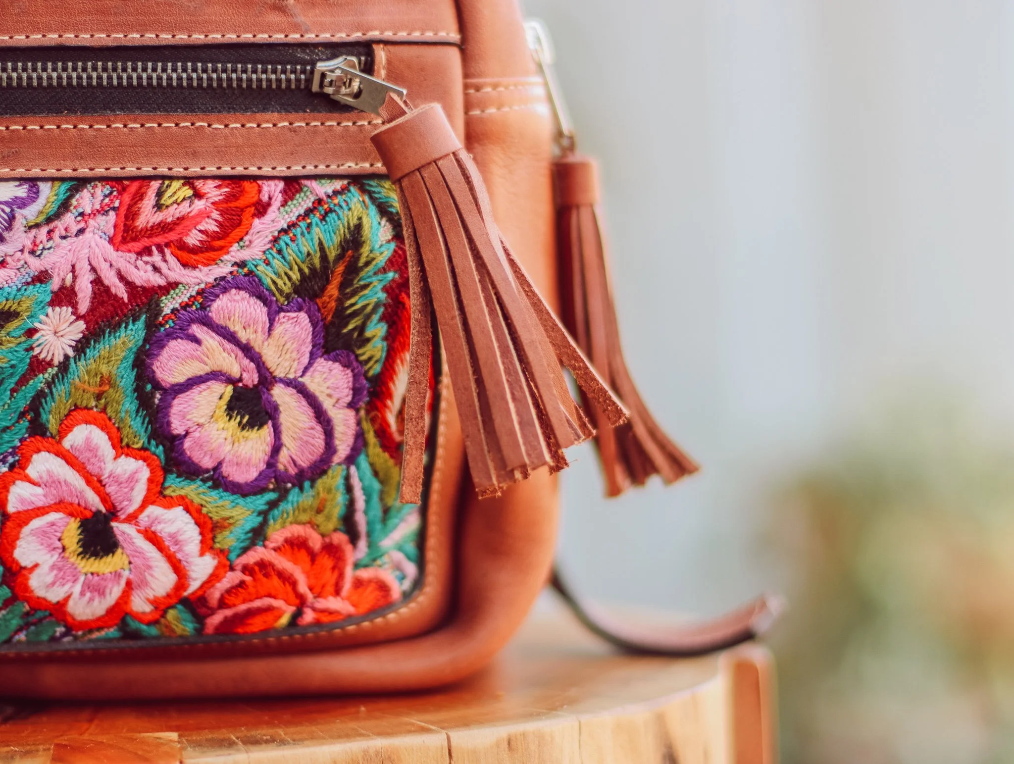 Huipil Backpack – Handmade with Vintage Mayan Textiles  display picture 1