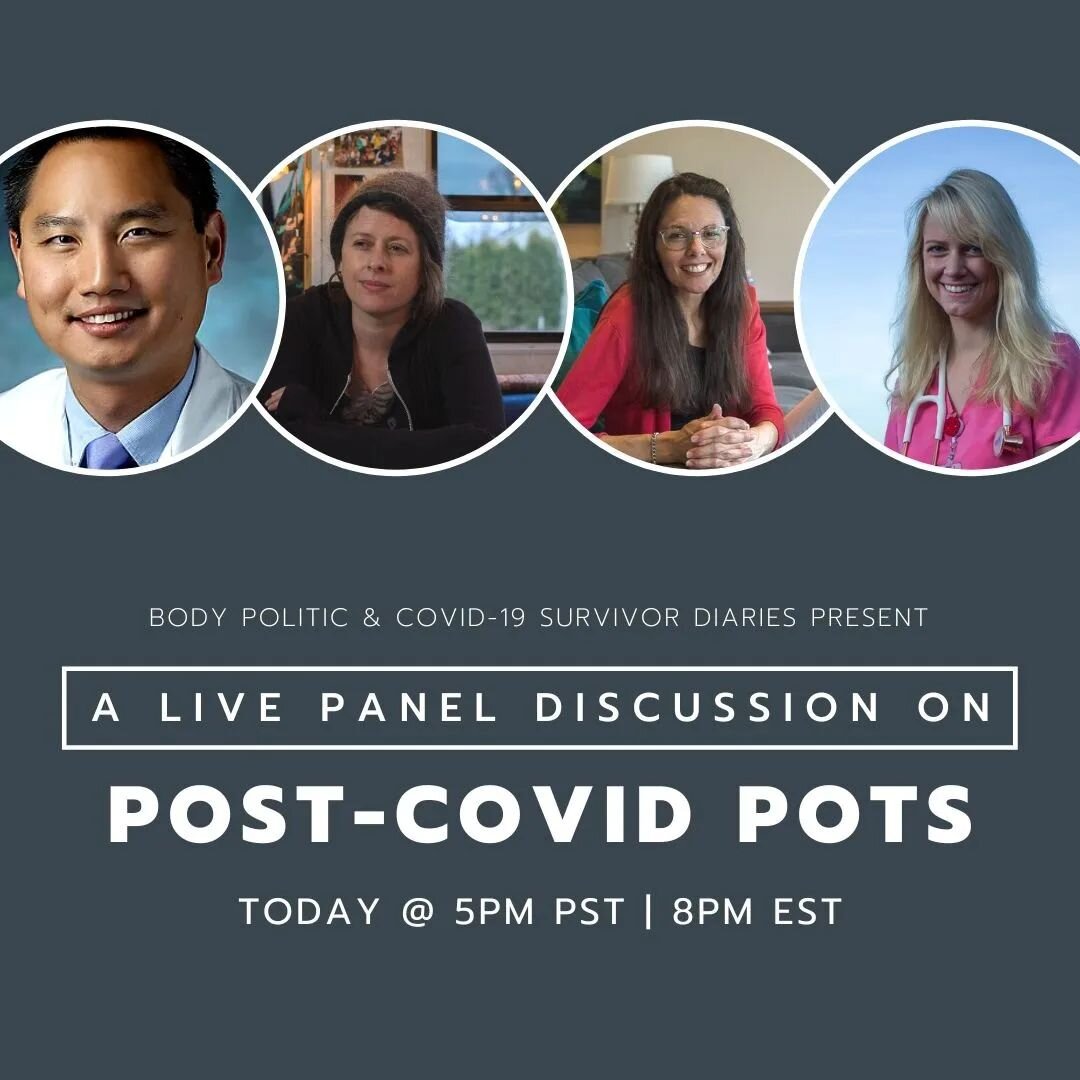 Join us tonight at 8p EST for a panel discussion on #pots with @survivordiariesofficial and Dr. Chung, director of the Johns Hopkins POTS clinic. Streamed live on the Body Politic YouTube channel.

#pots #longcovid #patientadvocate #chronicillness