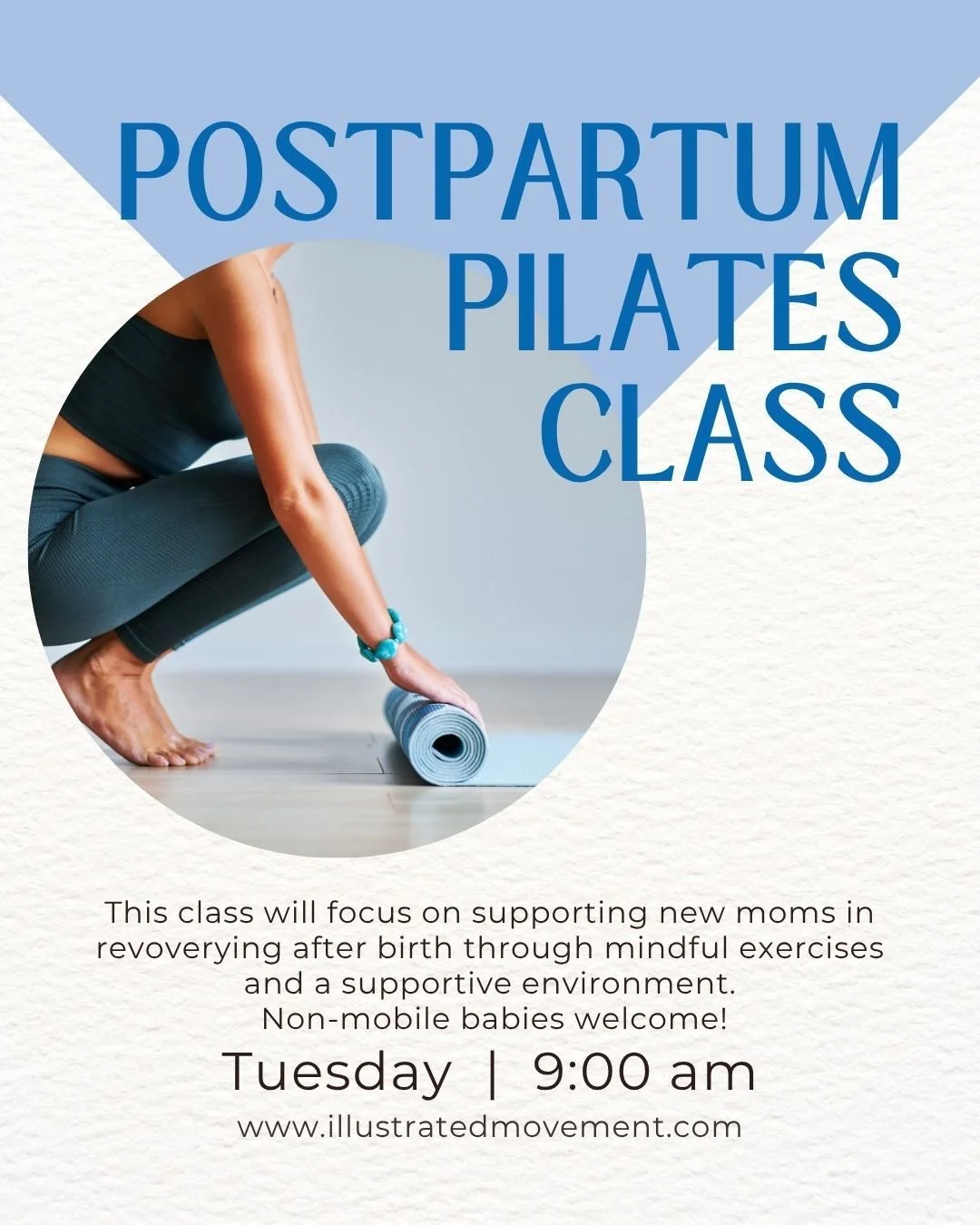 Postpartum pilates is open to everyone but we're committed to supporting postpartum parents in their recovery journey.  This class will include pelvic floor and ab recovery exercises to ensure strong muscle development and support women's health.  No