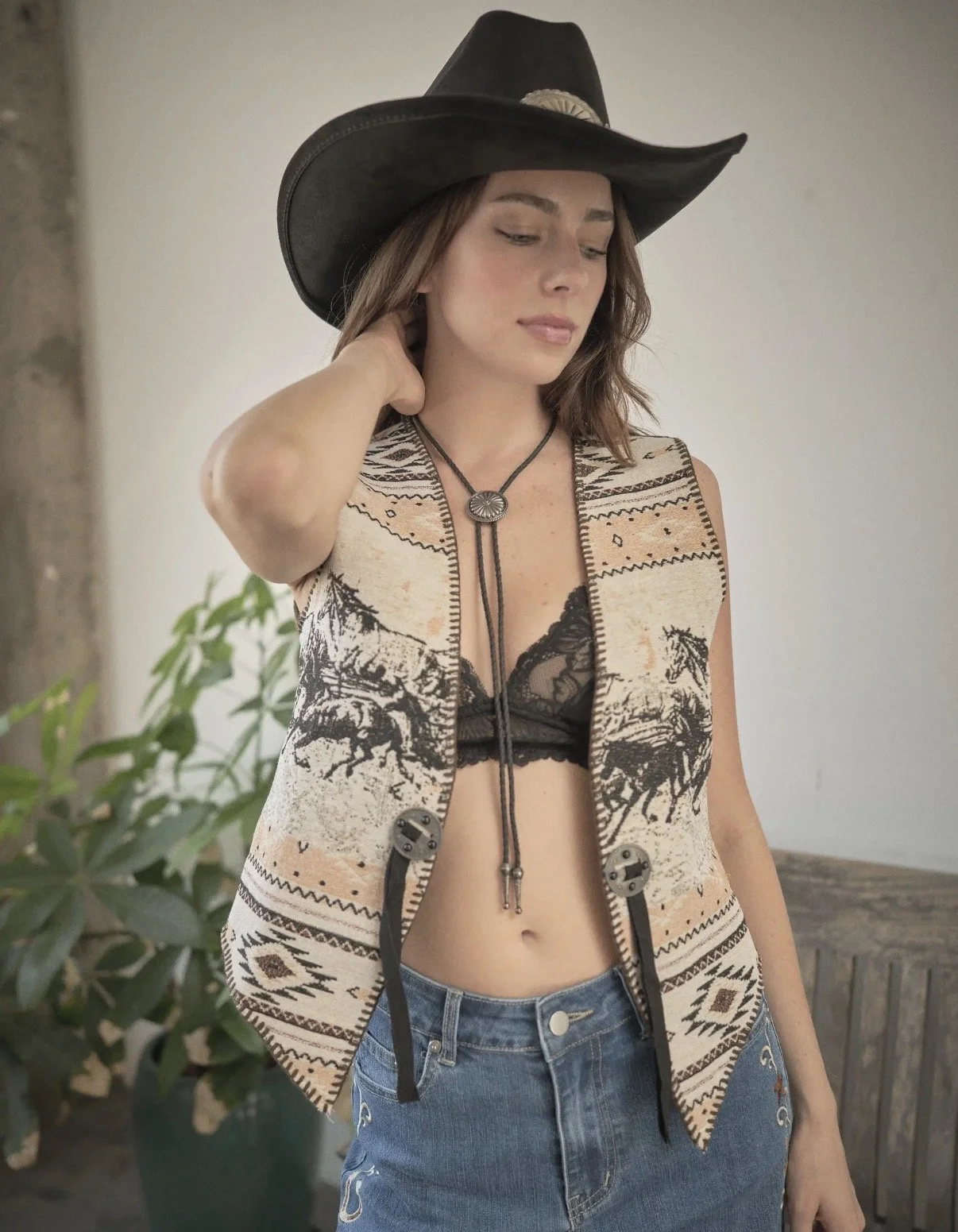Western Horse Jacquard Vest