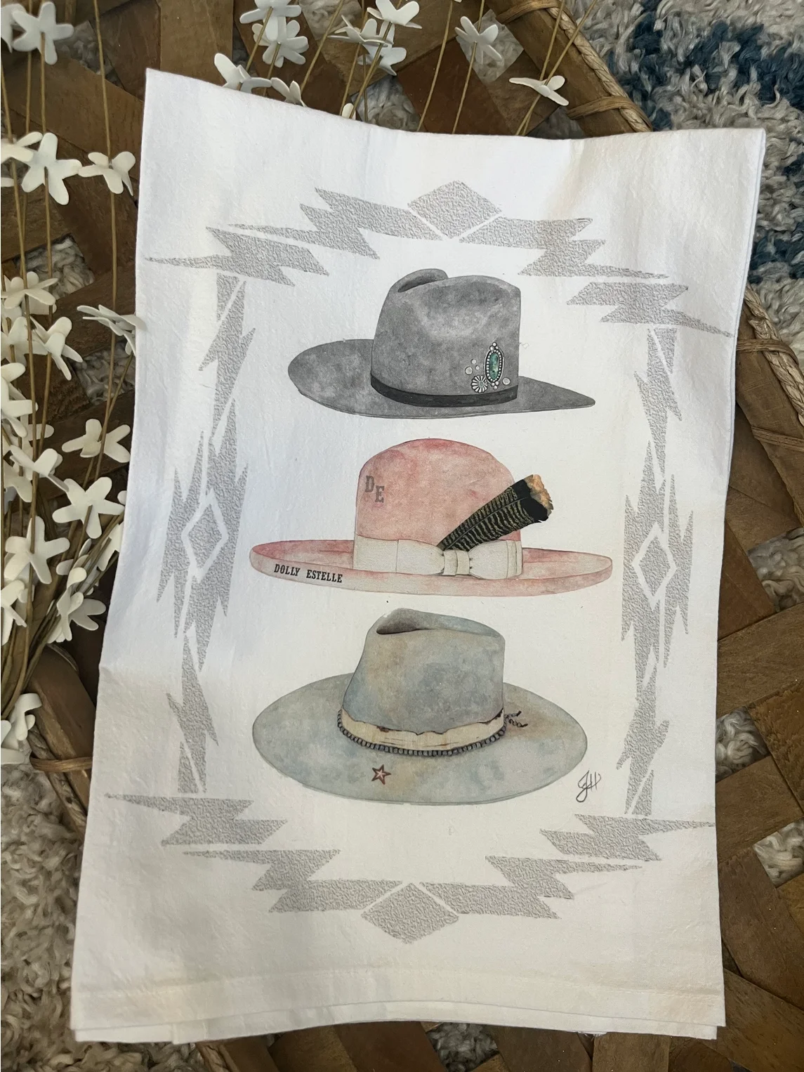 Hats Tea Towel (with border)