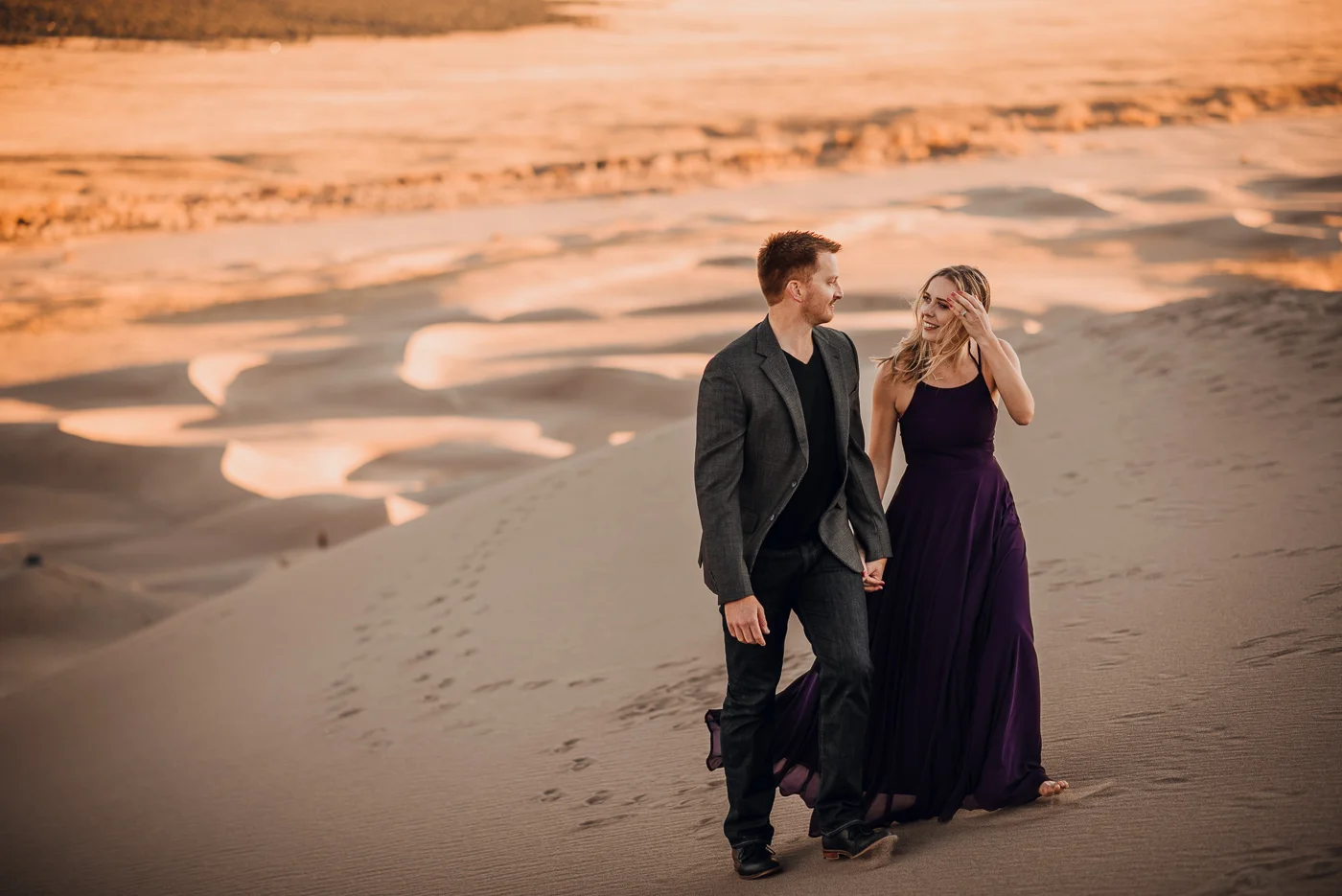 Great Sand Dunes Engagement Session PHOCO Photographer Colorado Flowy Dress Dark Moody-4.jpg
