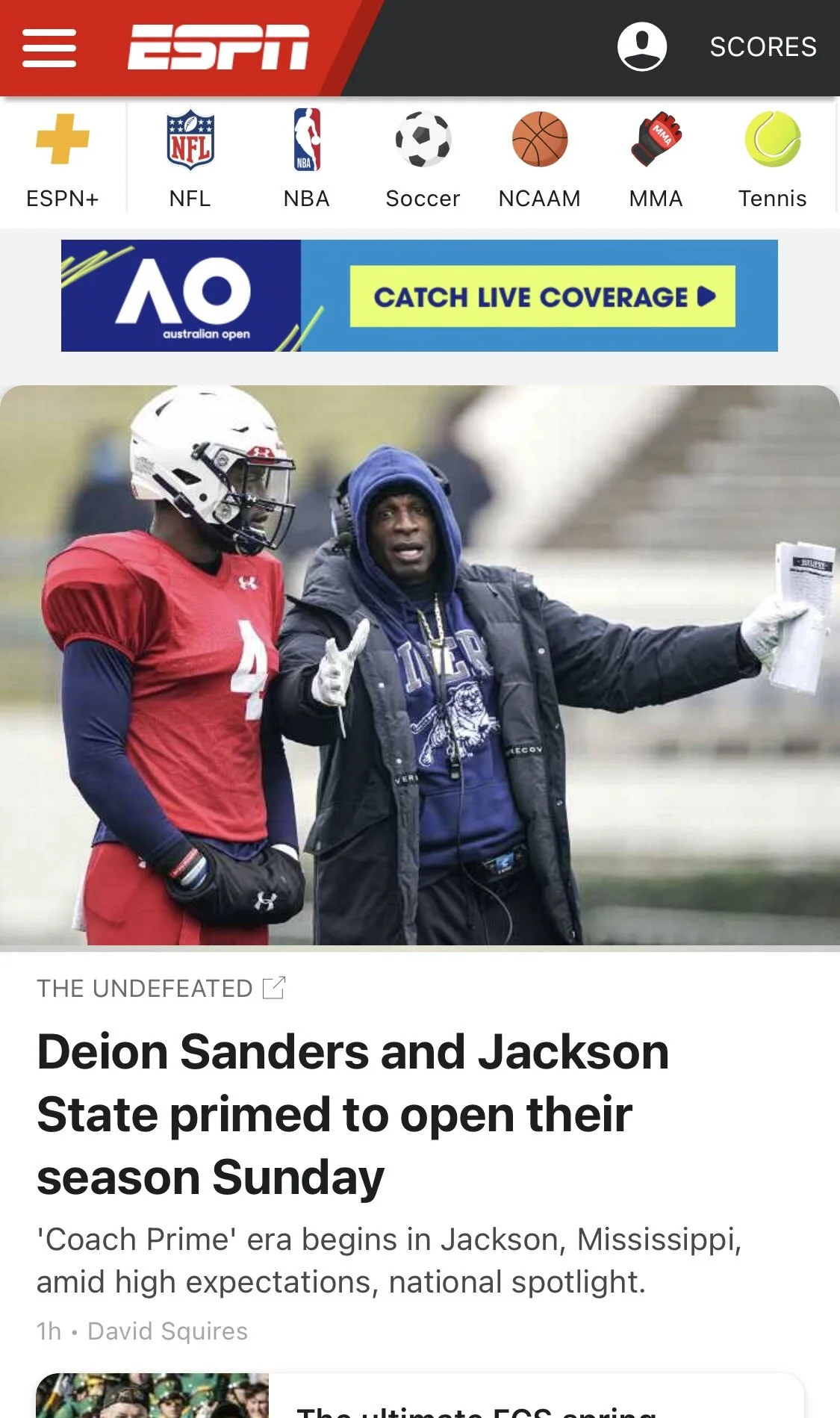 Deion Sanders in Under Armour Recover Down Parka