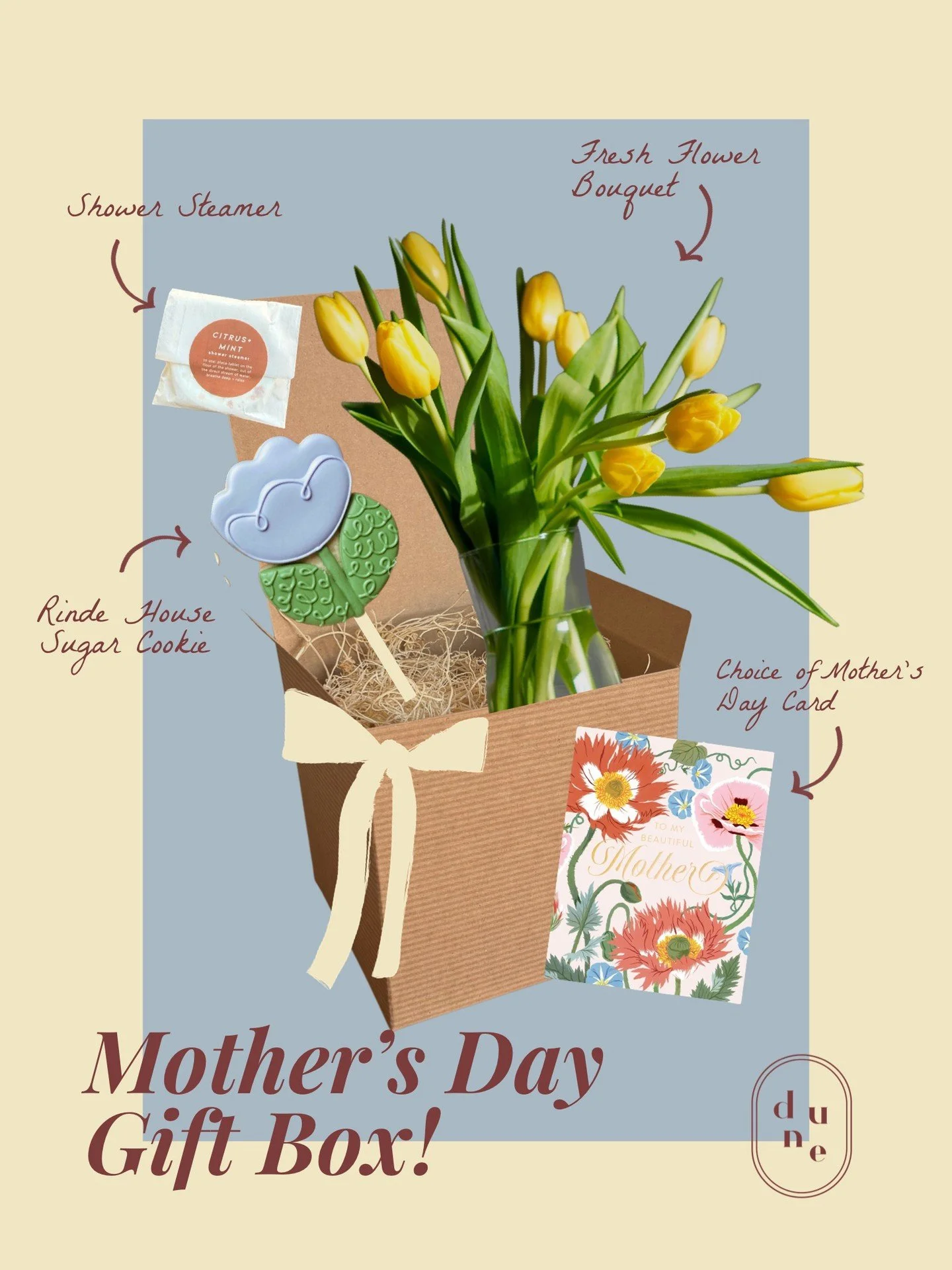 ❤️❤️❤️ Introducing our Mother's Day Gift Box! A simple and sweet treat for mom and mother figures in your life! The gift box will be presented in a brown craft box with fill, a bow and room to add more for mom if you choose.

Pre-sale is open now and