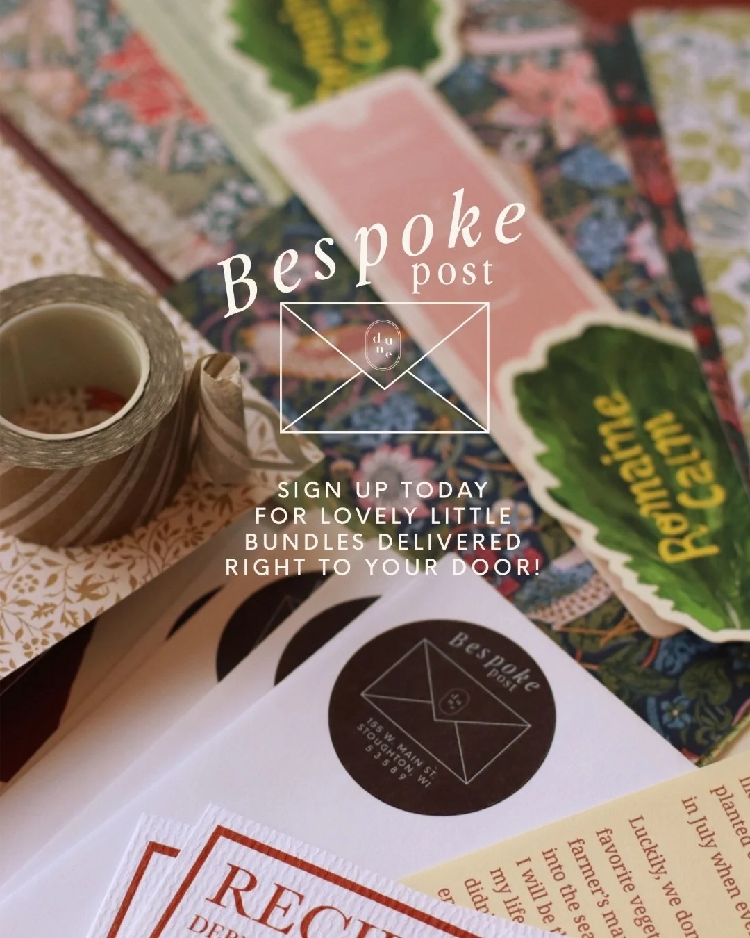 Have you signed up for June&rsquo;s Mailing?! We still have spaces available! ;)
💌
Bespoke Post is a monthly mail subscription!
Each month you will receive a thematically curated bundle of joy evoking ephemera!
Each bundle is guaranteed to include a