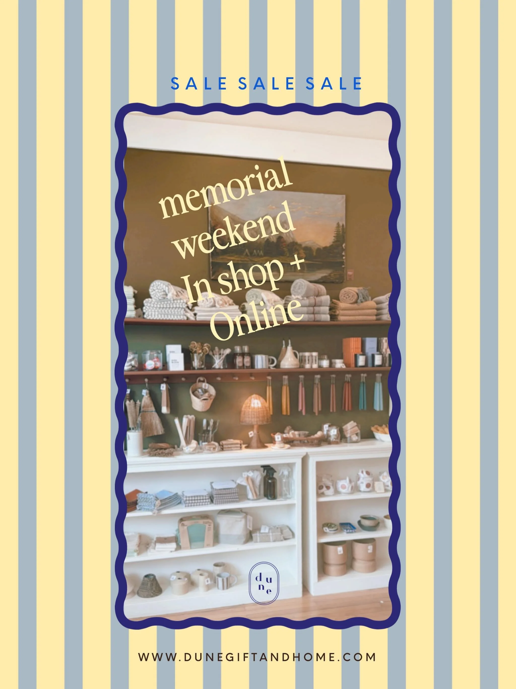 Fri, Sat &amp; Sun explore the S A L E ! Items marked down online and in shop some items up to 50% off. This weekend only! 🥳

#dunegiftandhome #smallbuisness #memorialdaysale #shoplocal #stoughtonwisconsin