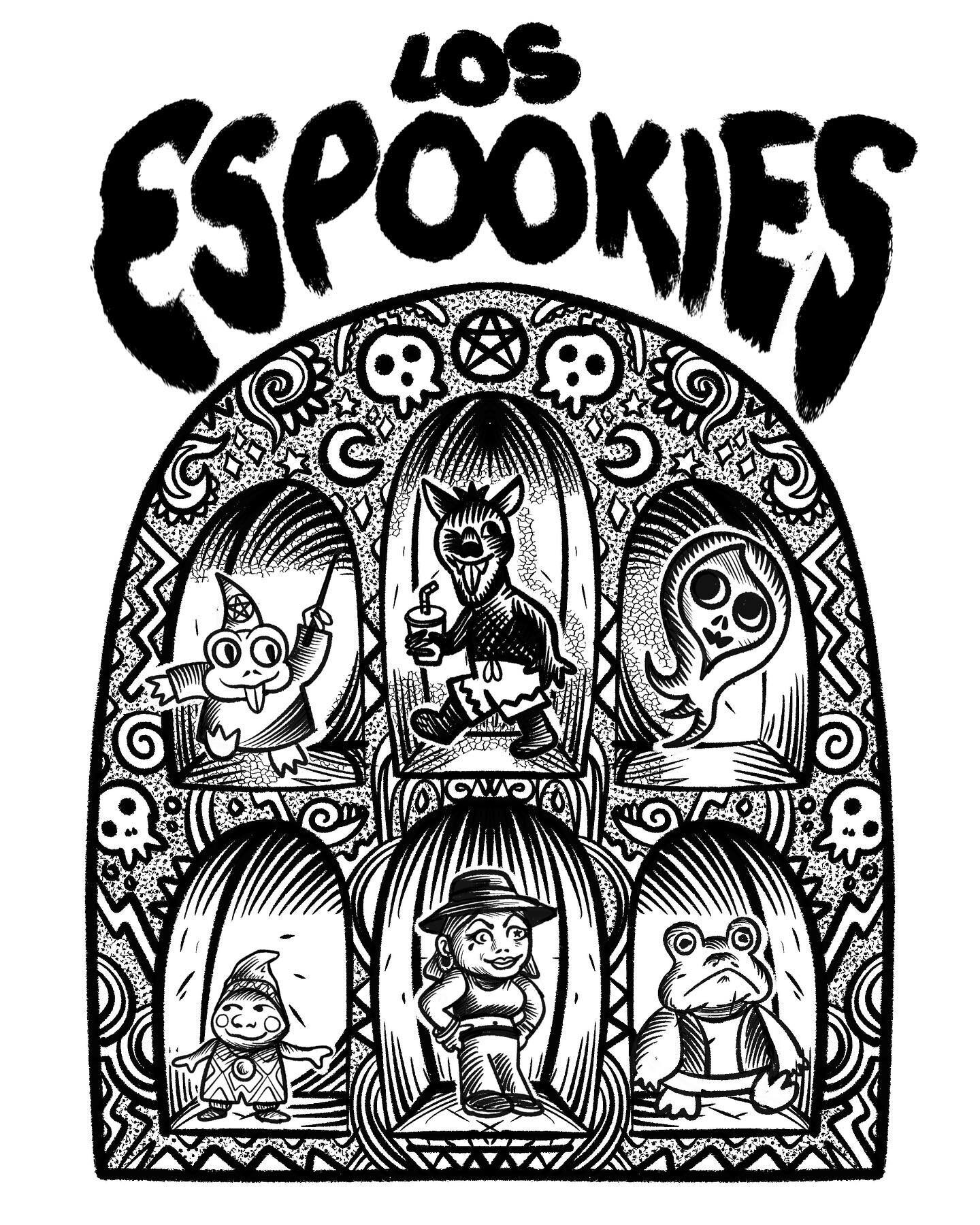 Los Espookies, a collaboration between @dustooned and @anakarenlovespaper, is debuting October 14 at @adelitas_revenge

#zine #comics #comic #art #ink #halloween #diosdelosmuertos #chupacabra #cuicui #cu&iacute;cu&iacute; #bruja #chola #sanasana #dwa