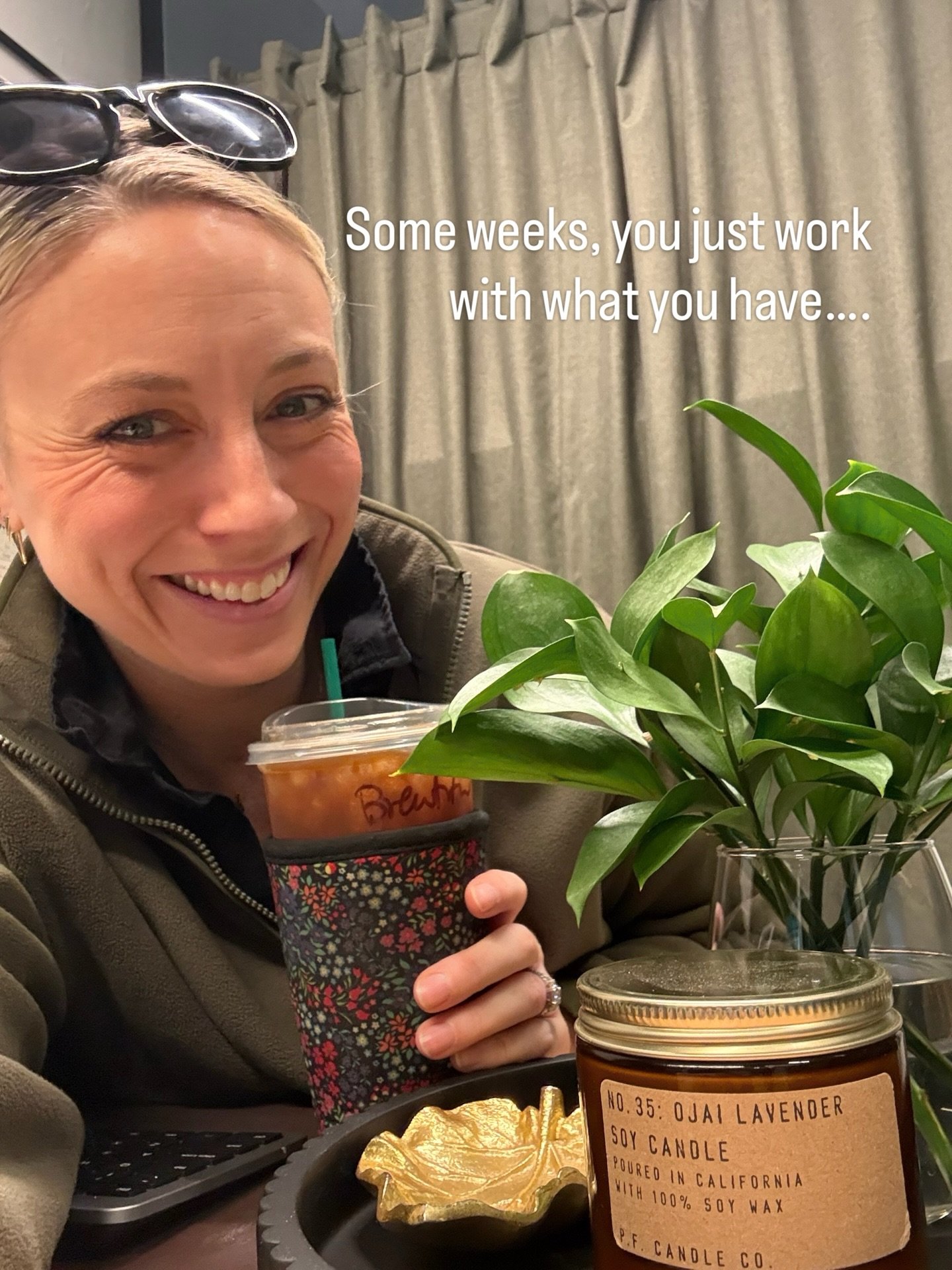 Some weeks, your flower practice looks a little different. 🌿

This week, my entire family has been sick, we traveled last weekend, and Halloween is just around the corner. Life is LIFE-ing, and an elaborate flower arrangement for my office was just 
