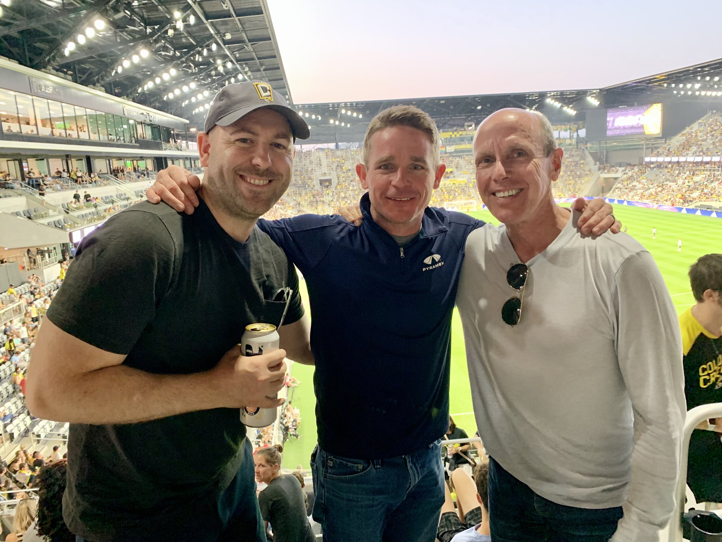 Aaron Harper, Stephen Horn (Pyramex Safety), and Matt Gauerke at the new Columbus Crew soccer venue, August 2021
