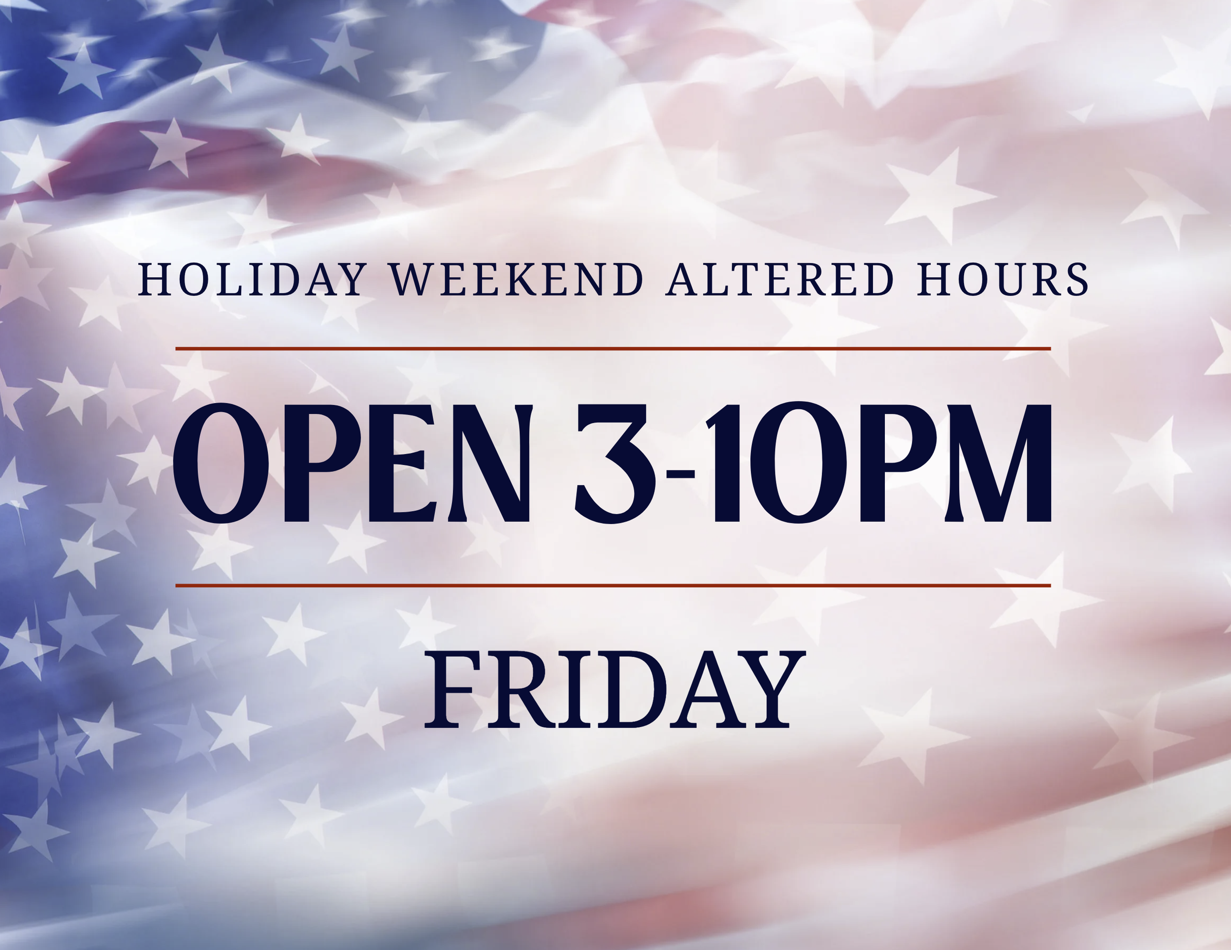Adjusted hours - open 3-10
