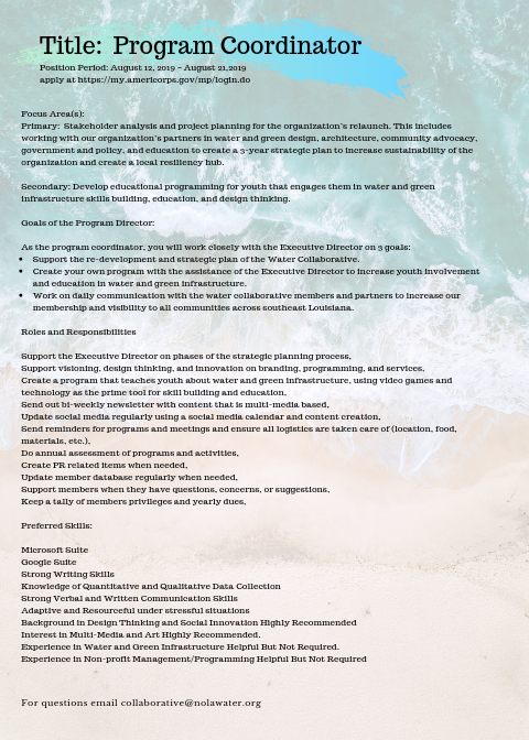 To apply, create a profile on MyAmeriCorps and send your application to the Tulane VISTA Partnership Program .