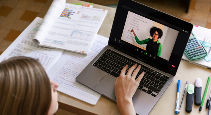 Person studying online to become CNA
