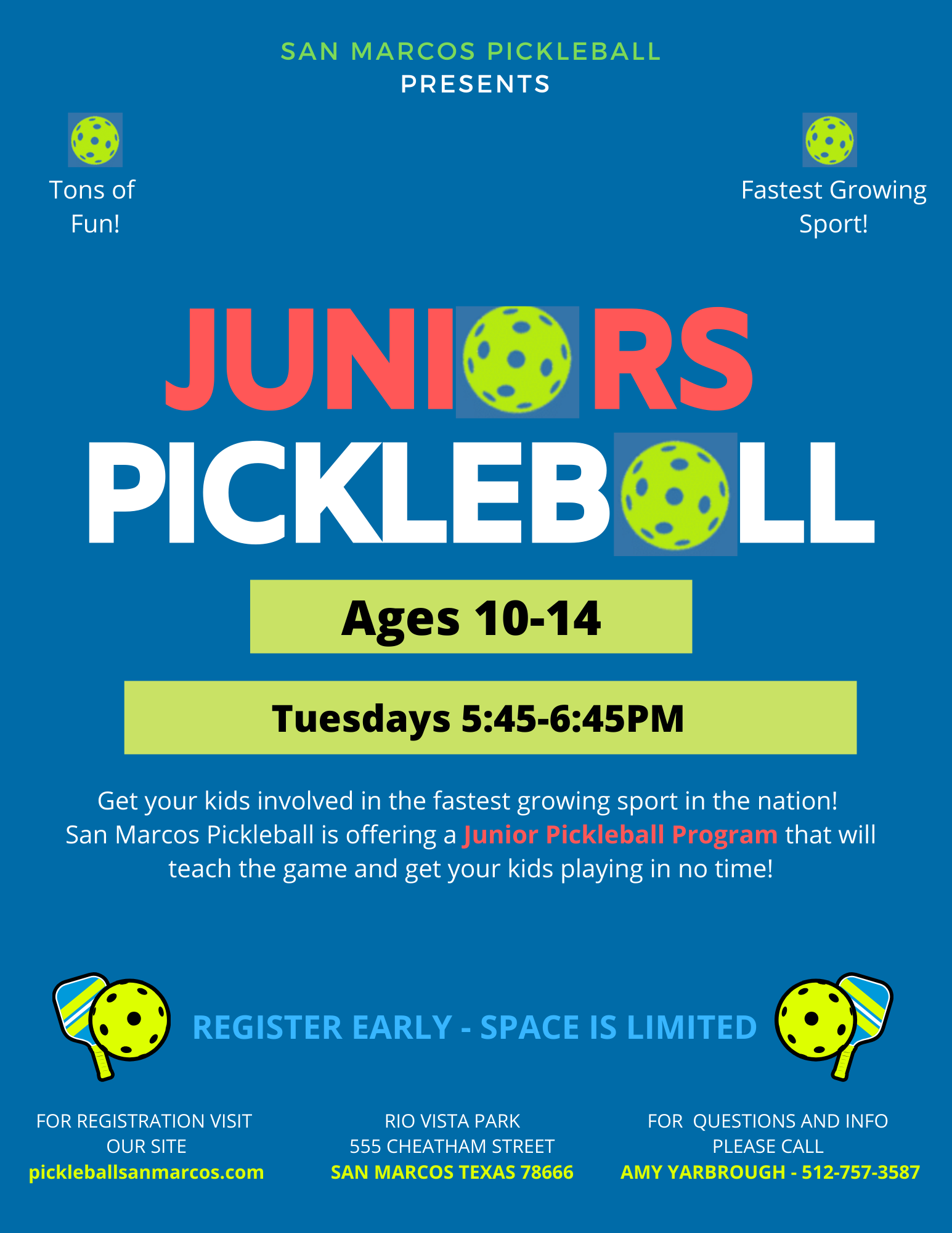 Register for Juniors Pickleball Program