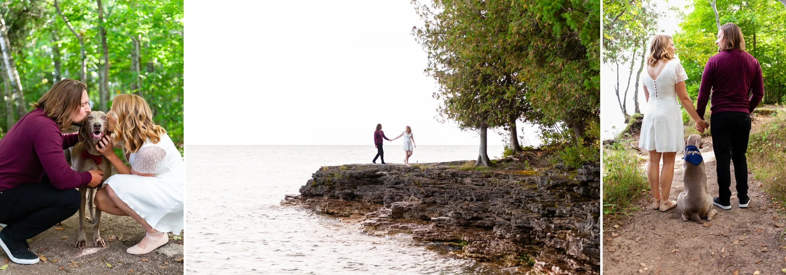 Fall engagement photos at Cave Point Door County