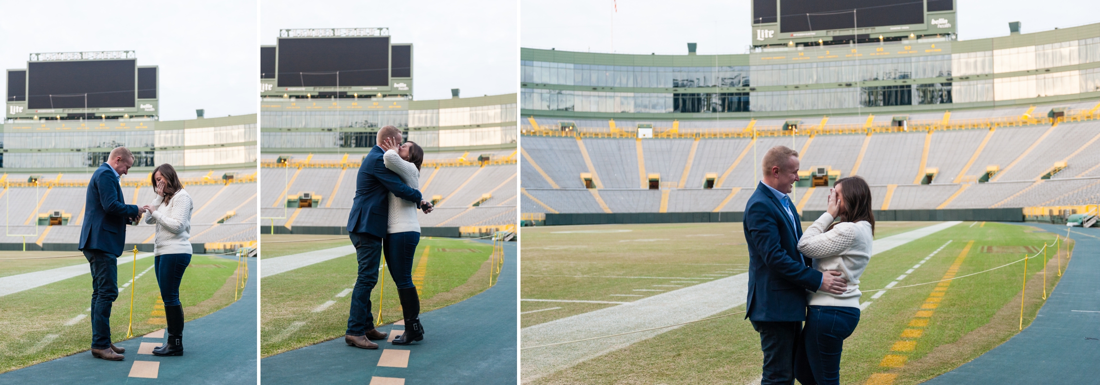 Lambeau Field Surprise Proposal | Engagement Photography | KLEM Studios, Wedding + Boudoir Photographer