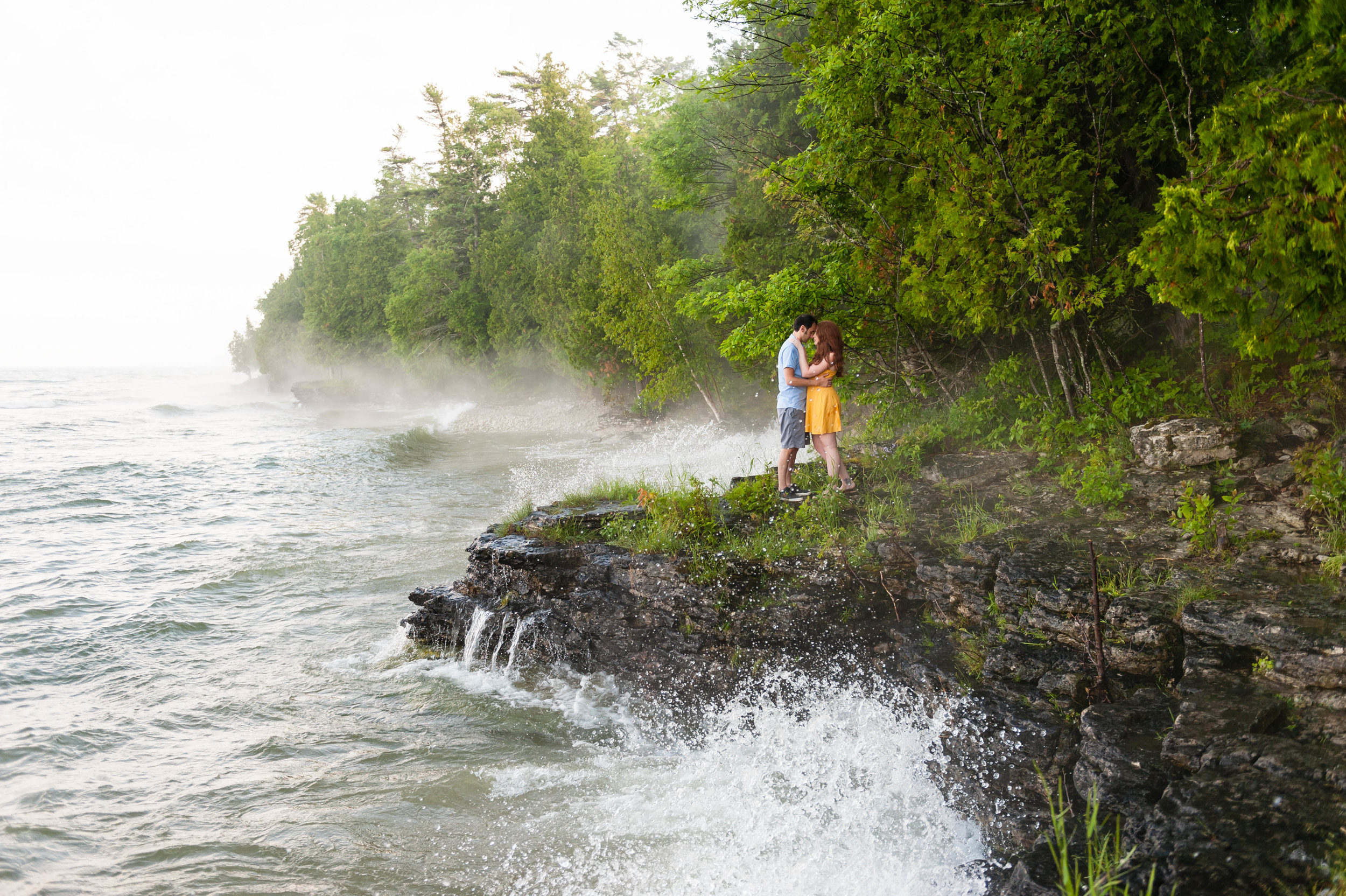 Romantic natural summer engagement session door county wisconsin