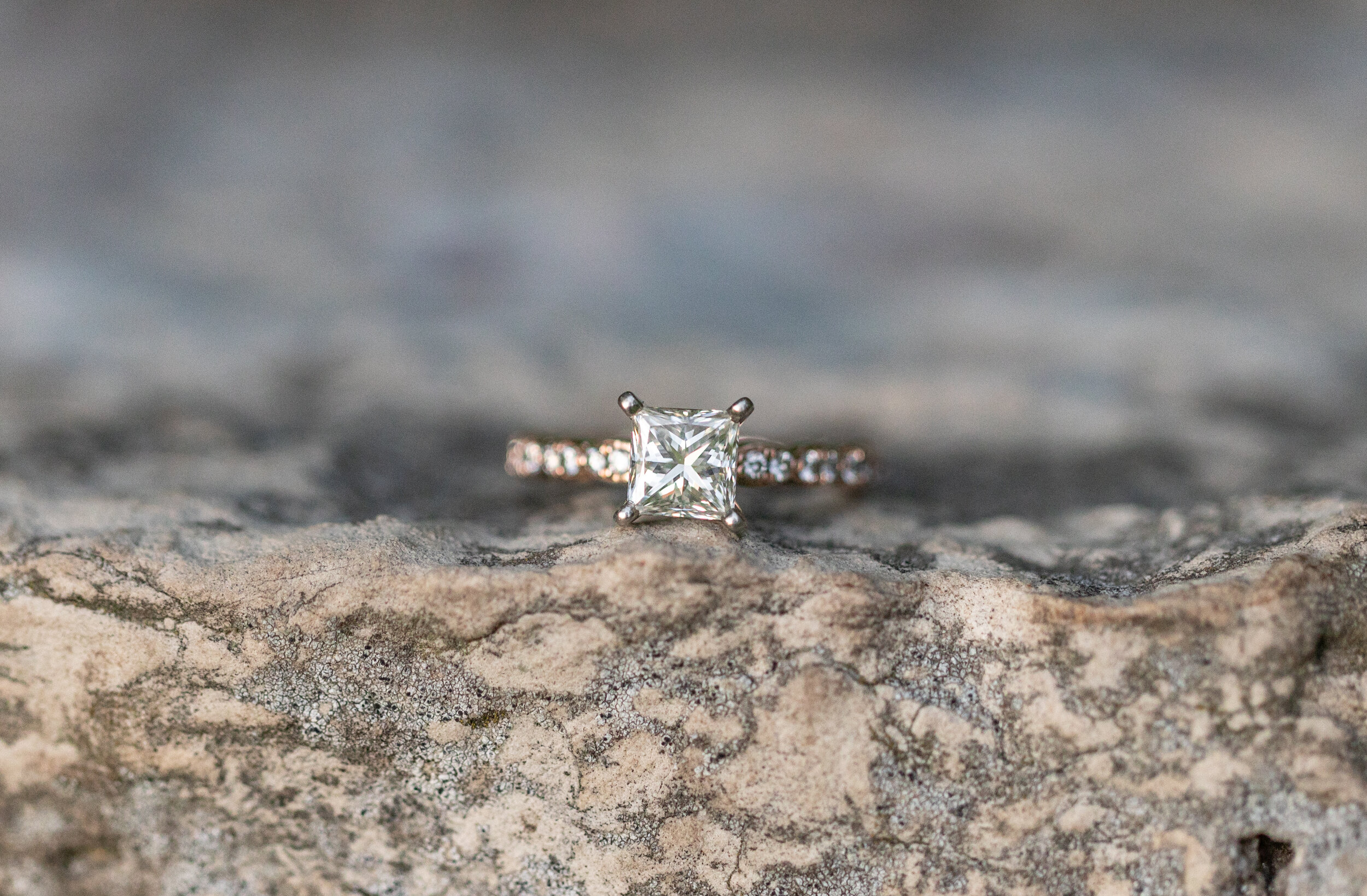 solitaire engagement ring with pave band Green Bay Wisconsin