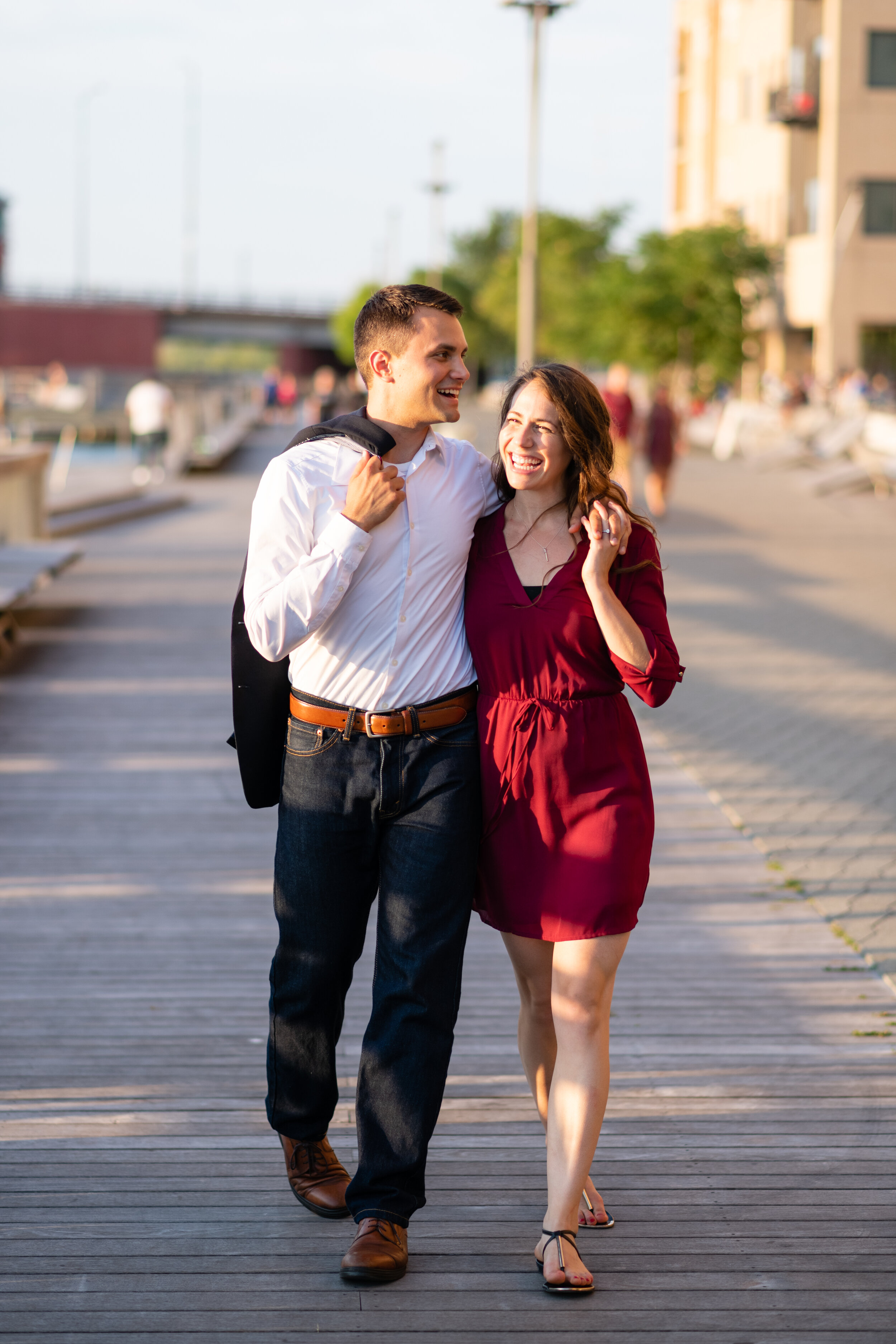 Natural downtown summer engagement session in Wisconsin