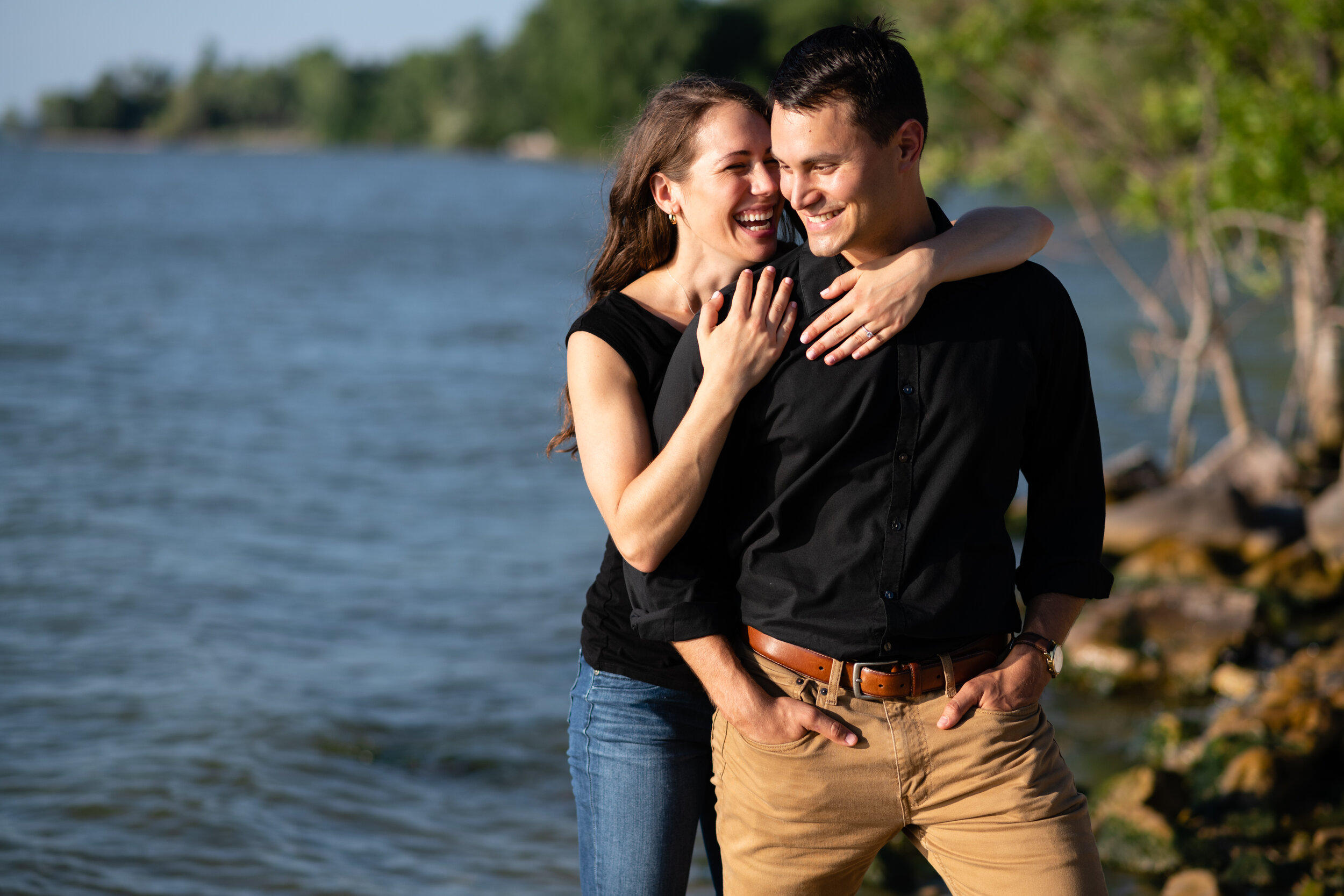 Natural beach summer engagement session in Wisconsin