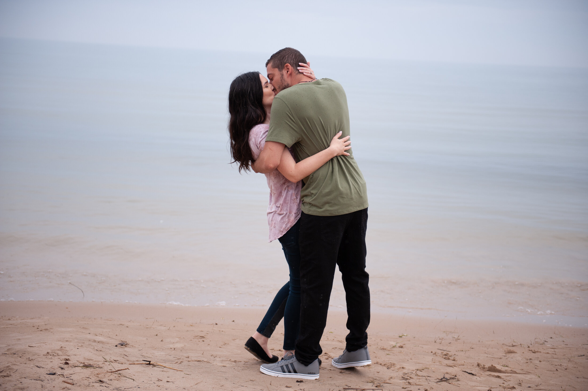 Natural spring summer forest engagement session on door county beach