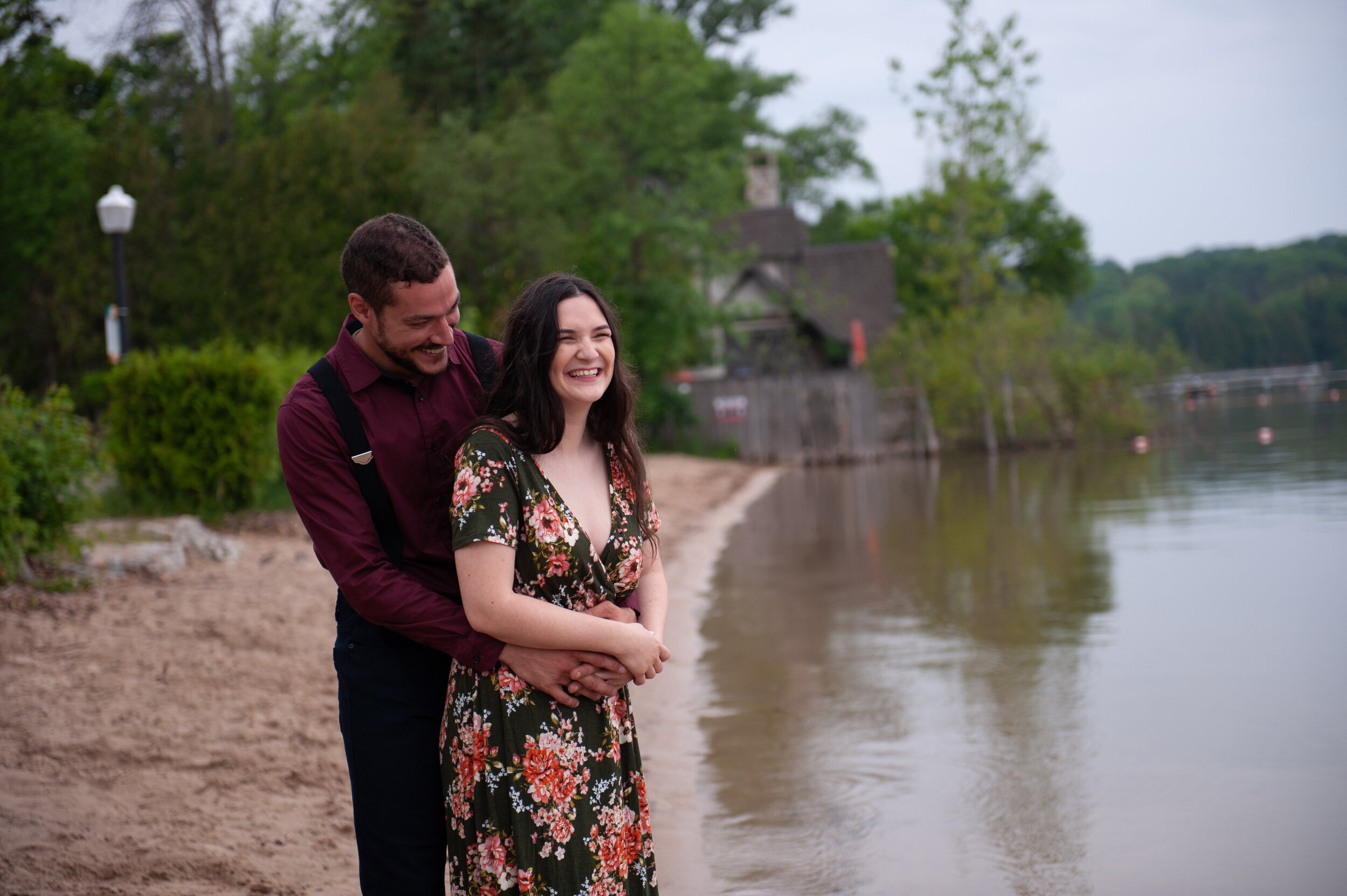 Natural spring summer forest engagement session on door county beach