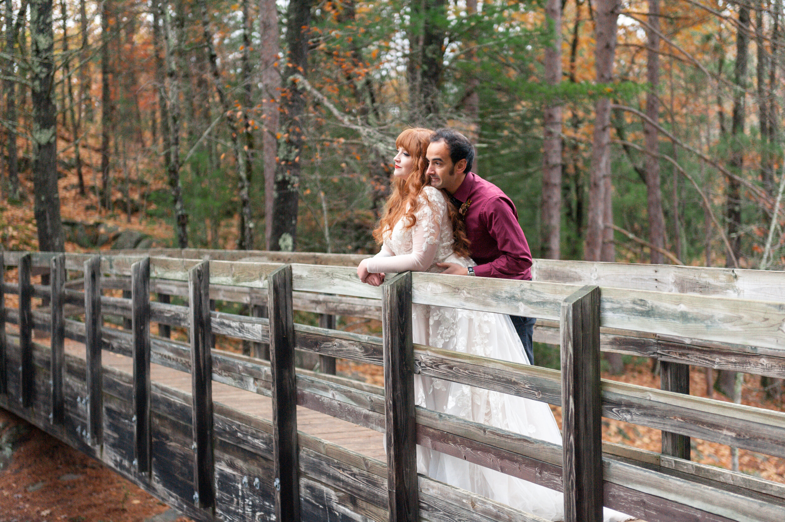 Romantic forest waterfall colorful elopement wisconsin