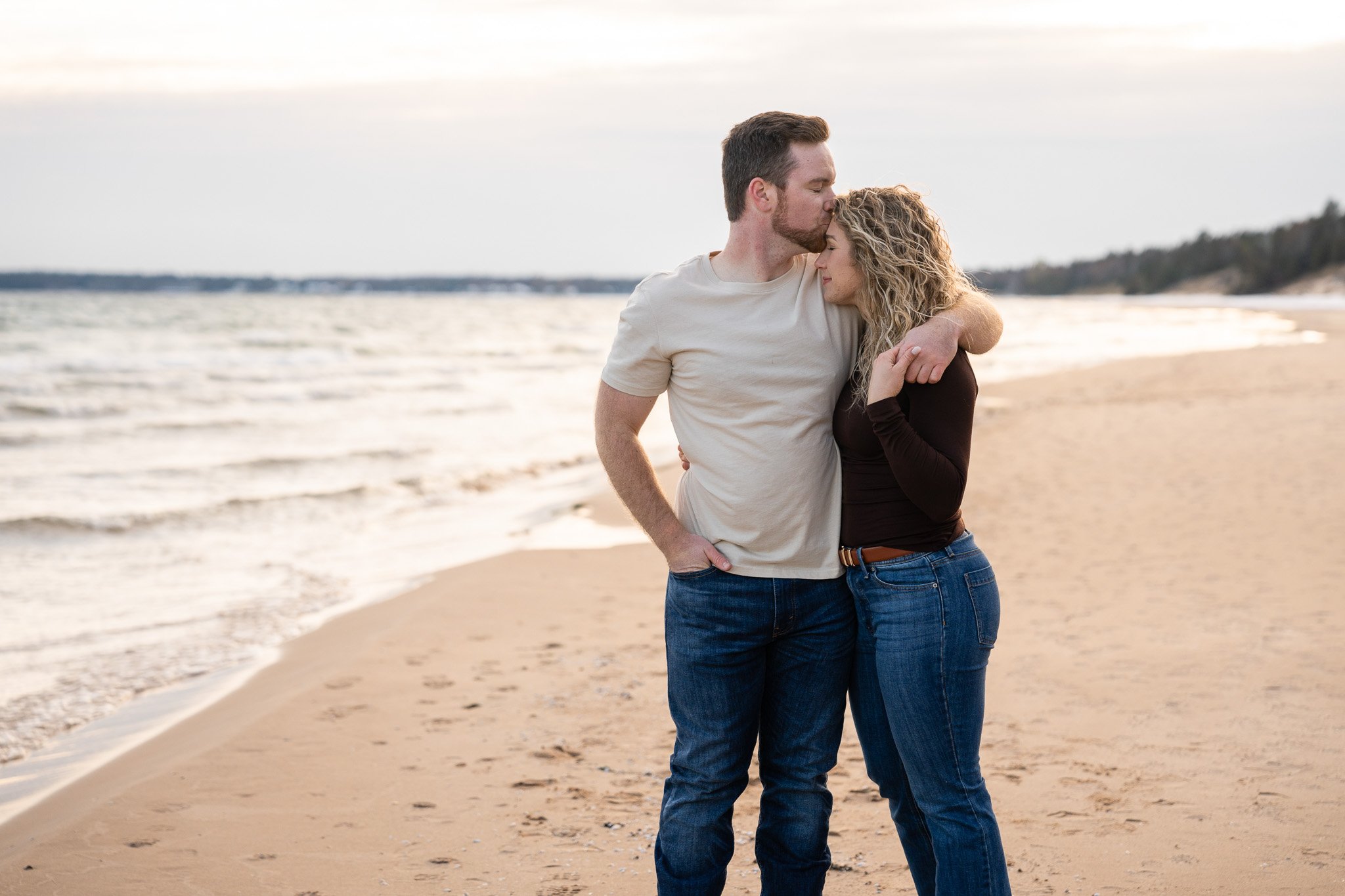 Fall Engagement photos at Cave Point and Whitefish Dunes