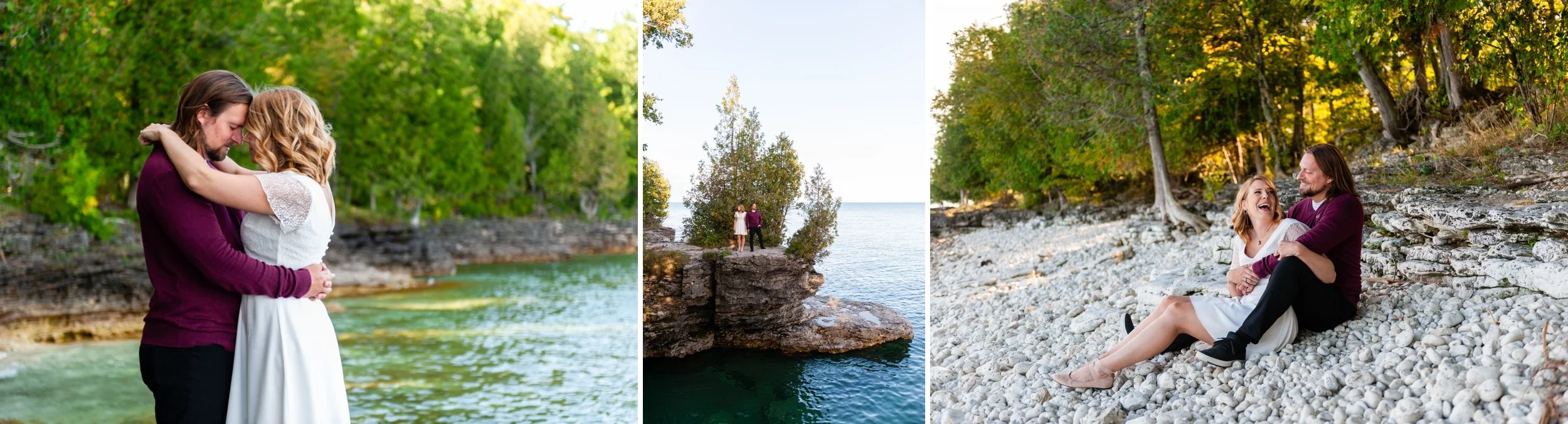 Fall engagement photos at Cave Point Door County