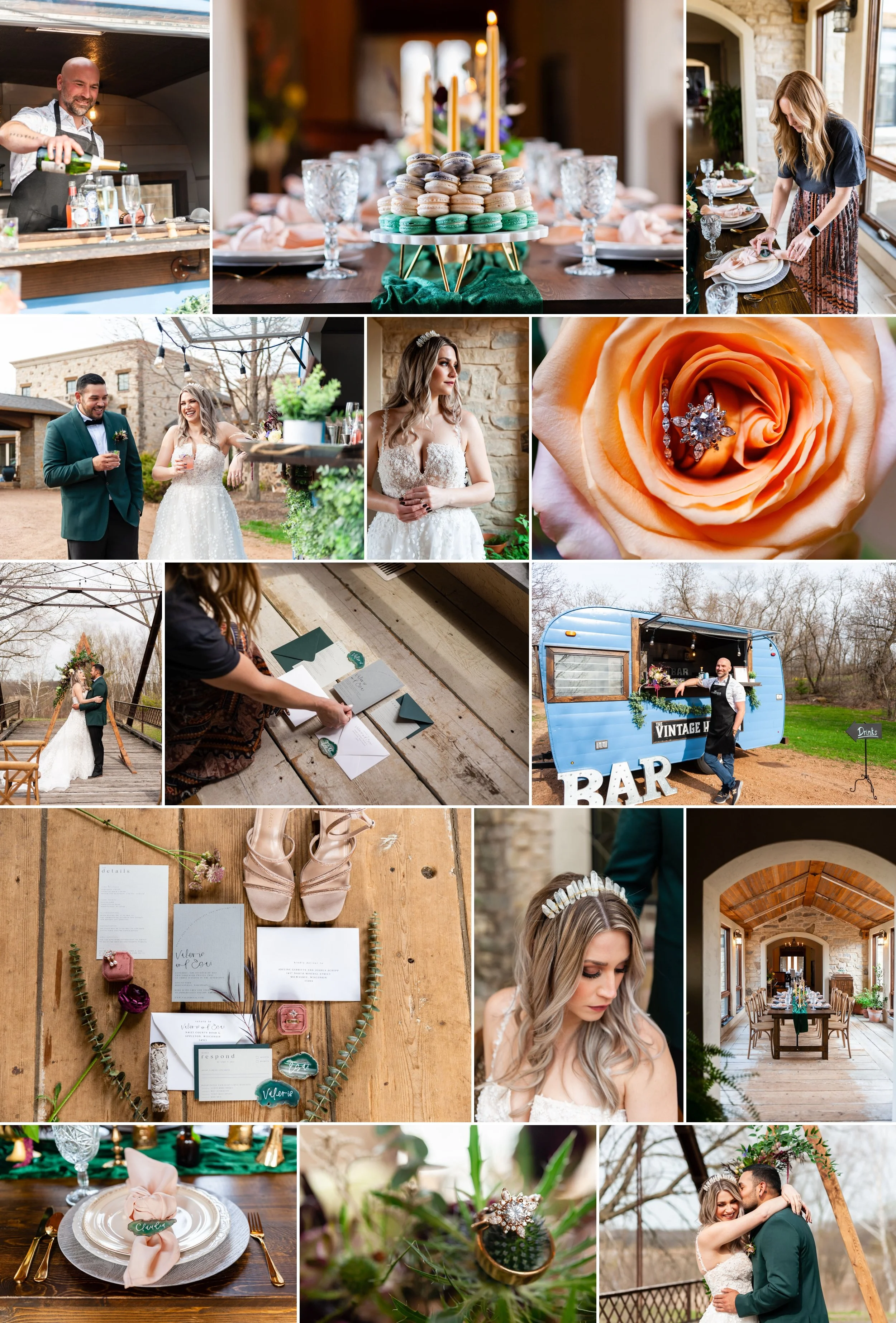 Details of A Romantic moody, crystals and woo,  Wedding at Givens Farm in Hortonville, Wisconsin