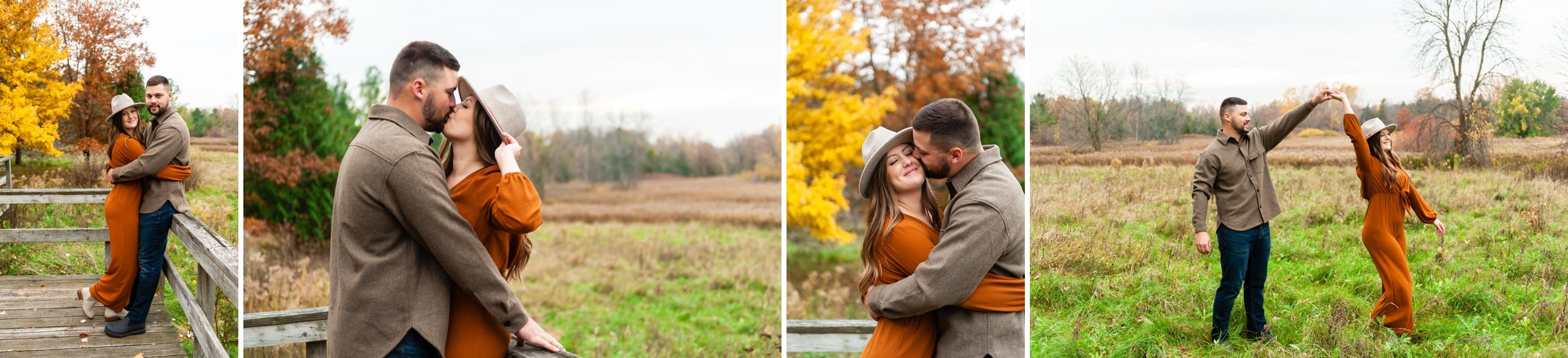 Fall engagement photos at UWGB, Fall engagement outfit ideas