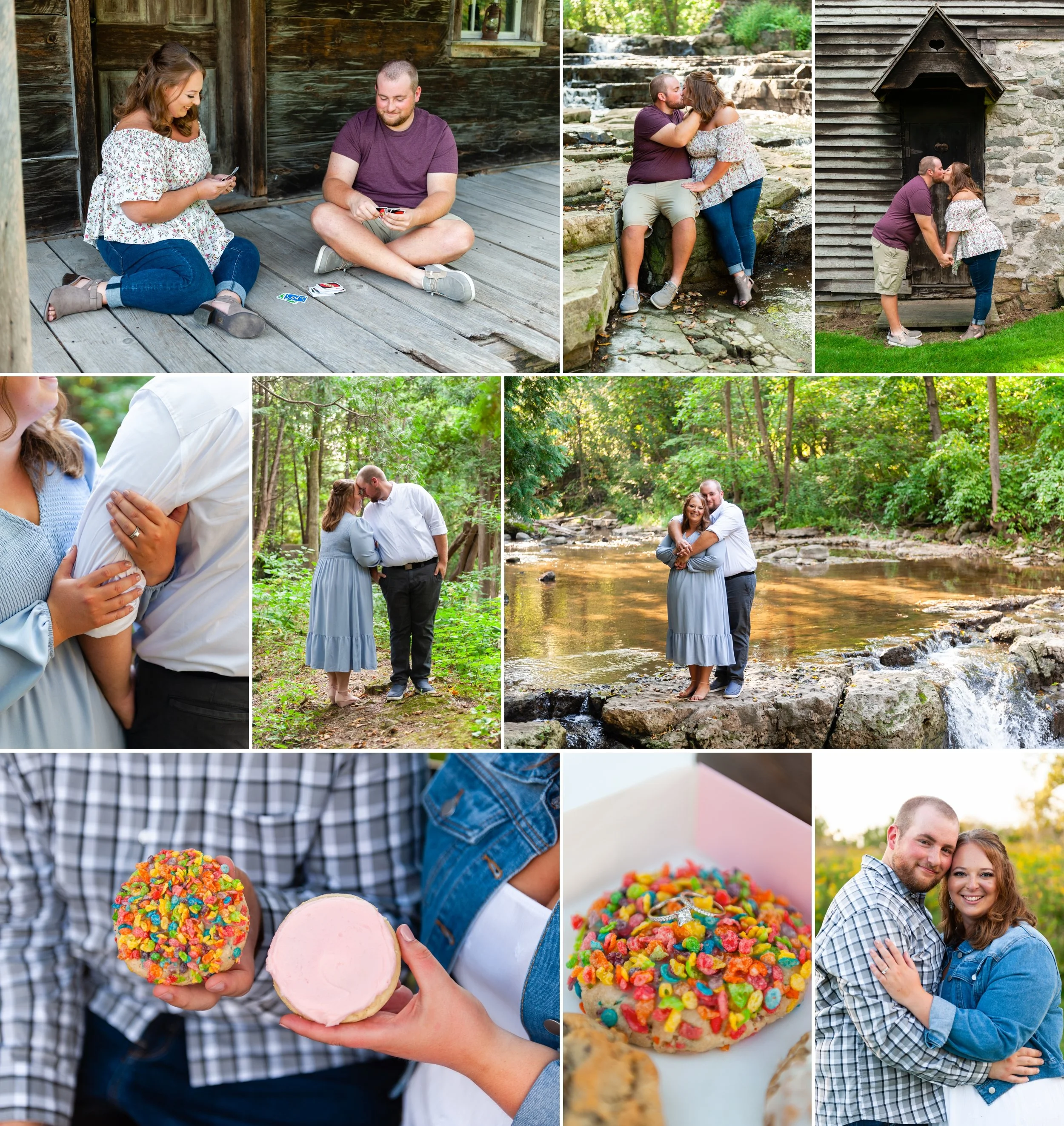 cards games Crumbl Cookie and mini golf engagement photos