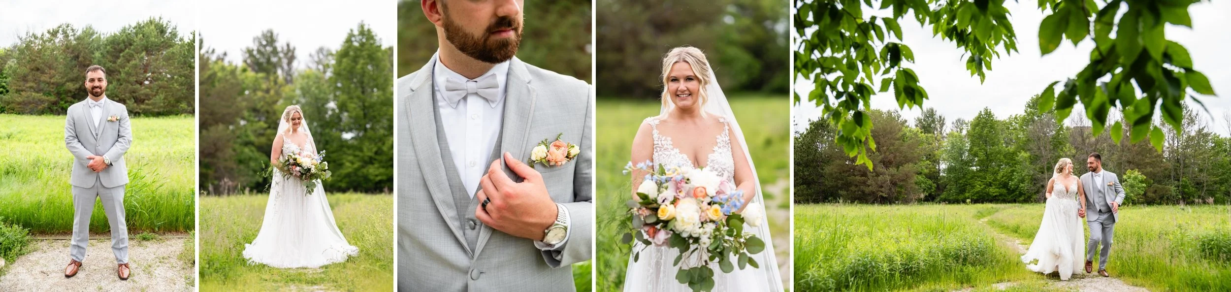 Summer wedding bride and groom photos