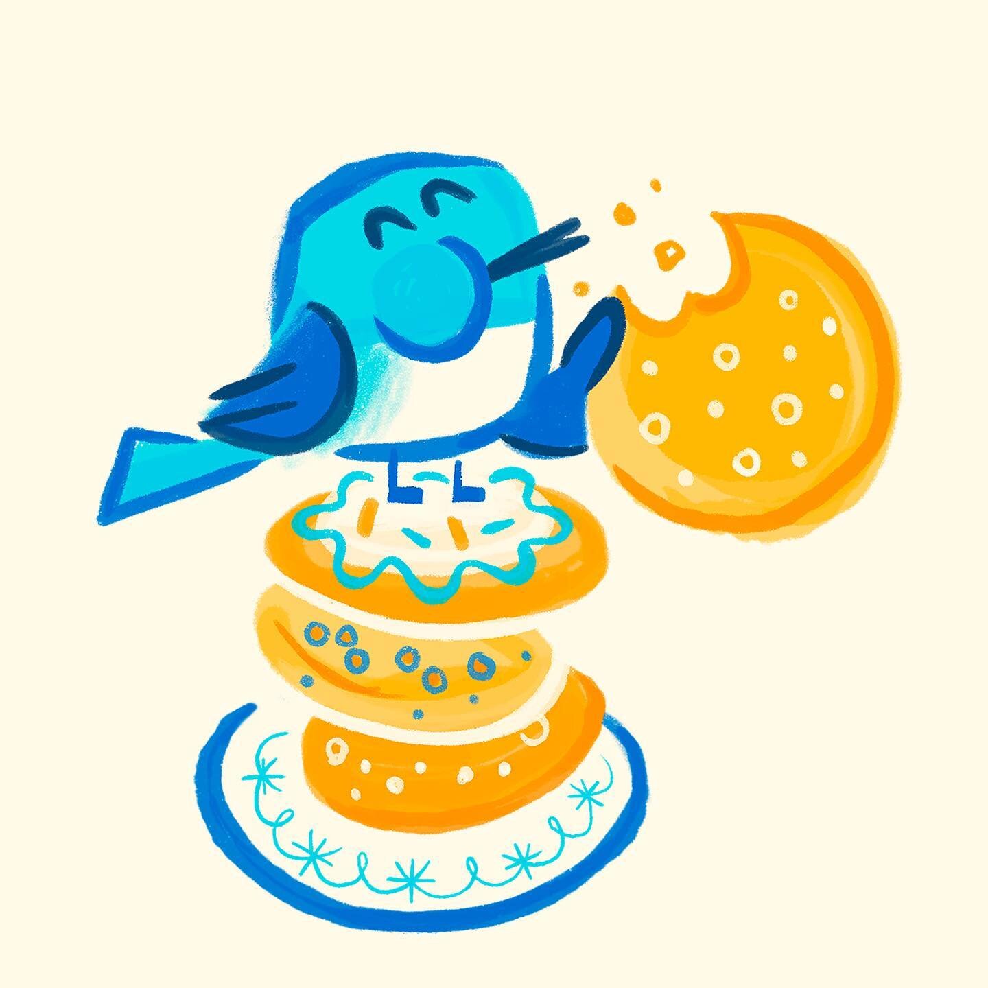 Lil Blu is all about the Cookie Craze! #bakerybranding #bakeryillustration #brandingart #iconillustration #birdillustration #cookies