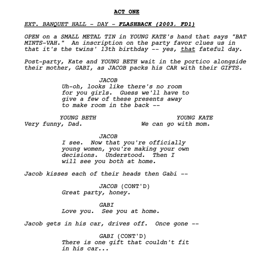 Writer Duet Flashback Script Example FORMATTING YOUR SPEC SCRIPT WHILE SOCIAL DISTANCING: A PRIMER, PART 14 ...