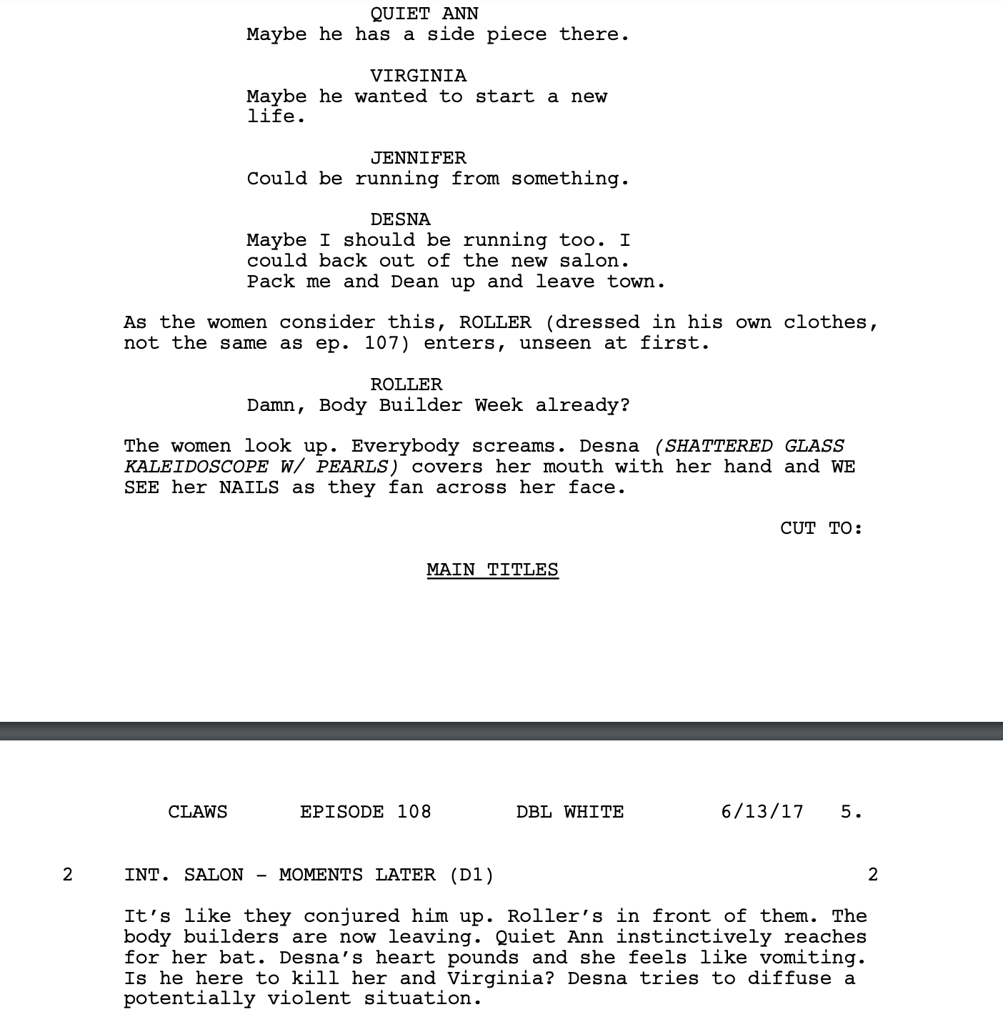 Title Example Output Script FORMATTING YOUR SPEC SCRIPT WHILE SOCIAL DISTANCING: A PRIMER, PART 17 ...
