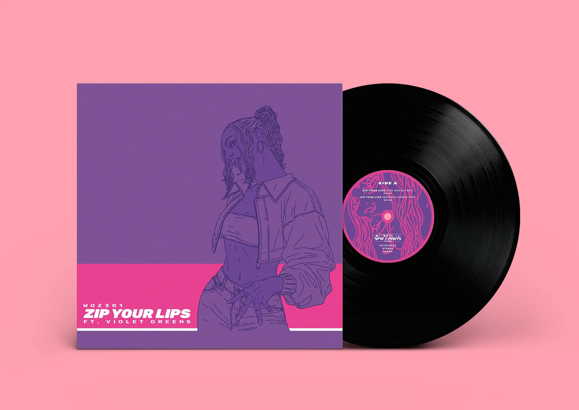 WOZ301 ft. Violet Greens - Zip Your Lips limited edition 12 Inch Single on Vinyl