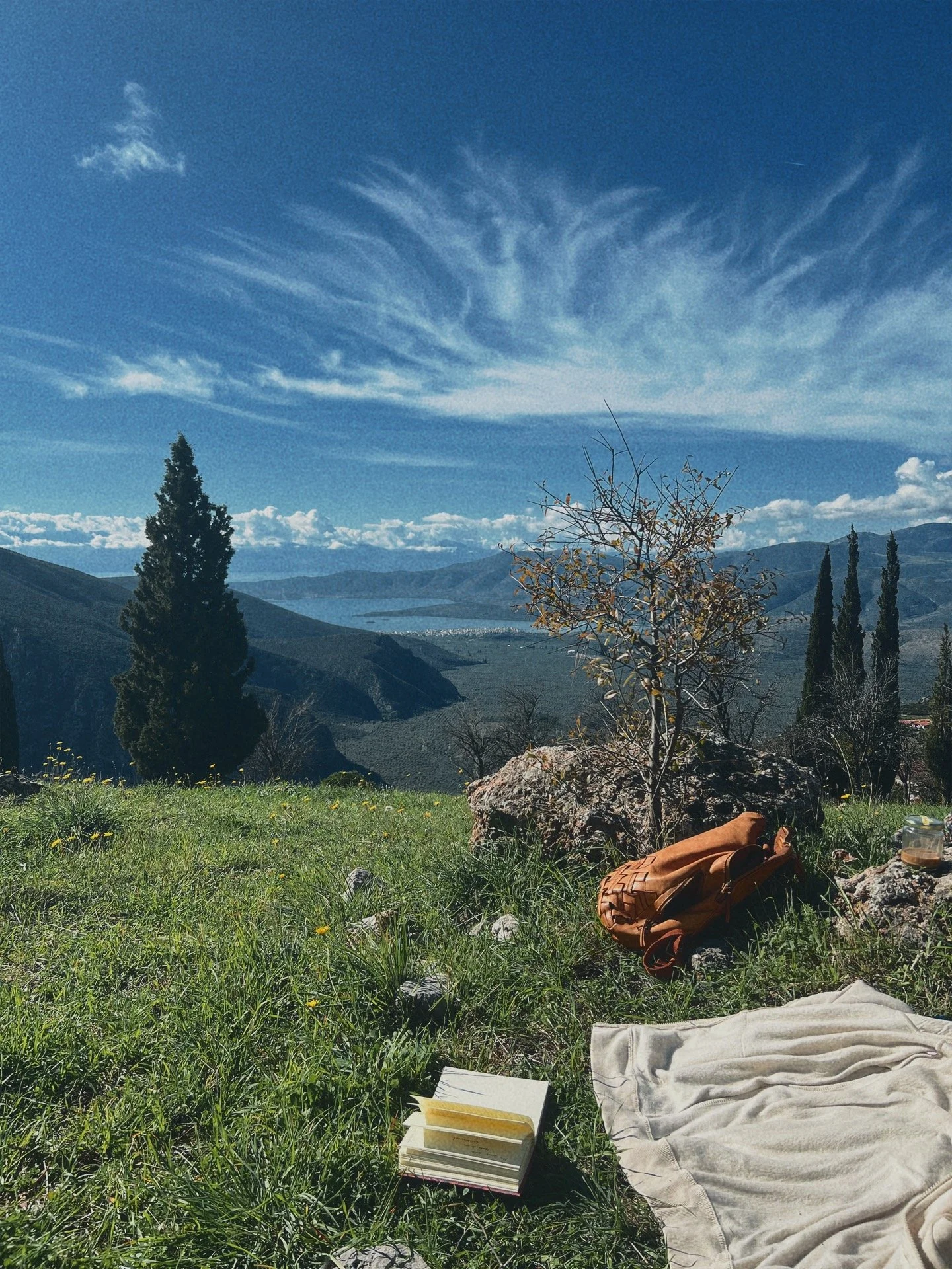  stone circle in the valley of delphi overlooking the corinth sea on a pilgrimage with paulina prana 