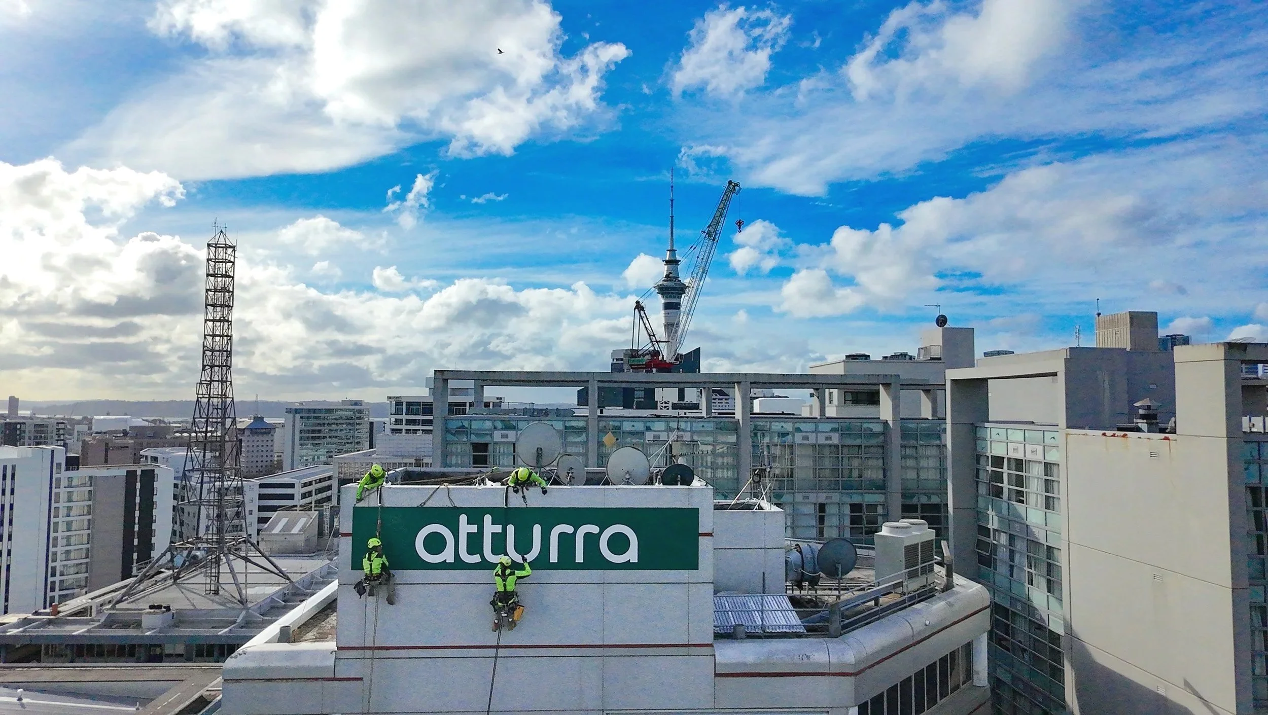 Atturra Signage Installation in Auckland with Rope Access