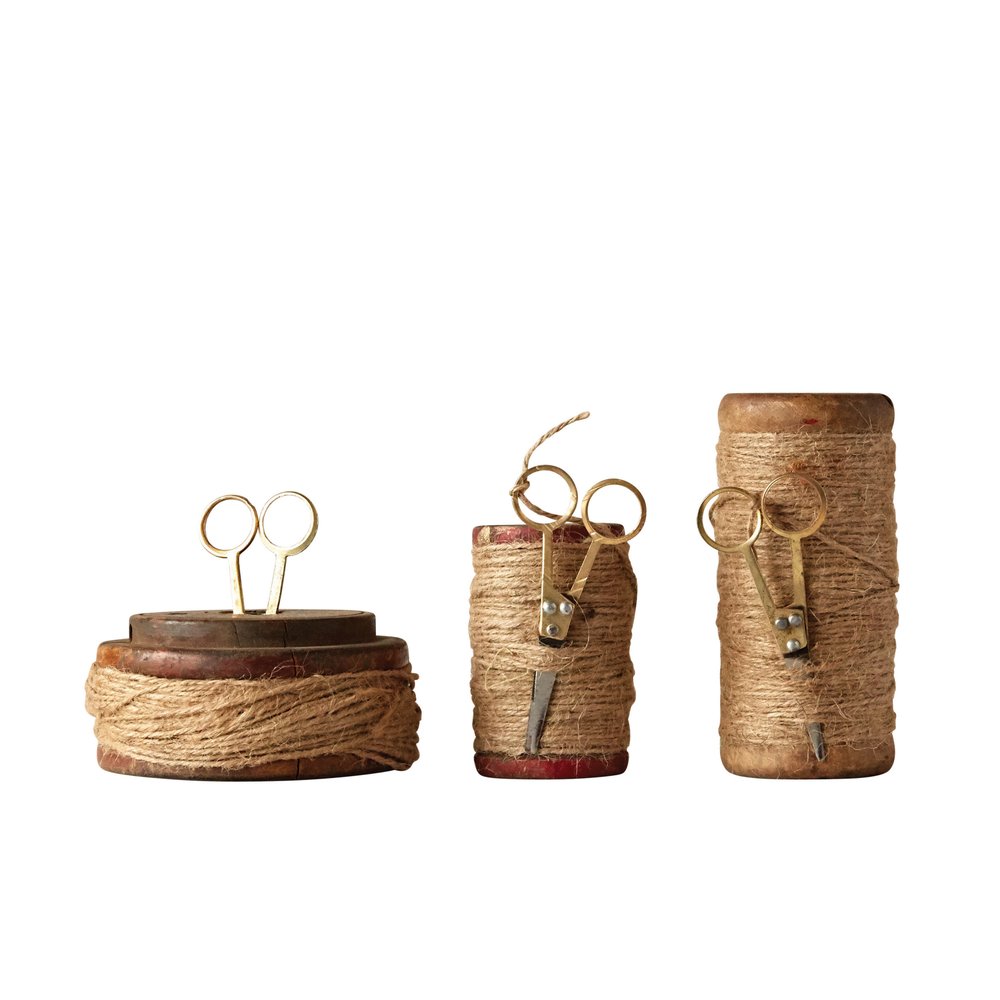 Found Wooden Spools with Jute & Scissors - Set of 3 — Tupelo Honey Flower  Shop & Co.