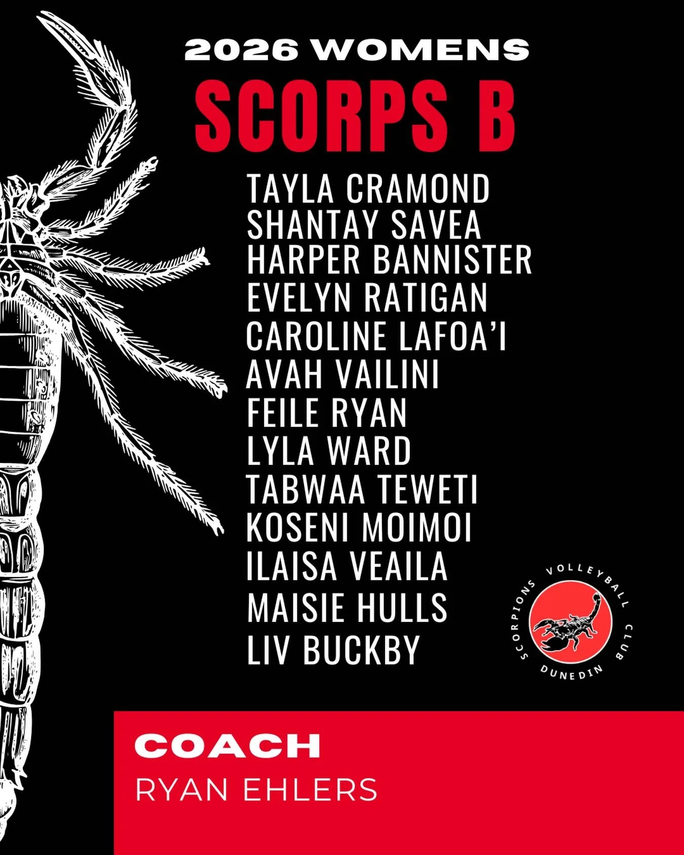 Introducing our Scorpions Women&rsquo;s B team for 2026! 

We are super excited to have a second team competing in the southern zone competition this year!! 🦂🦂