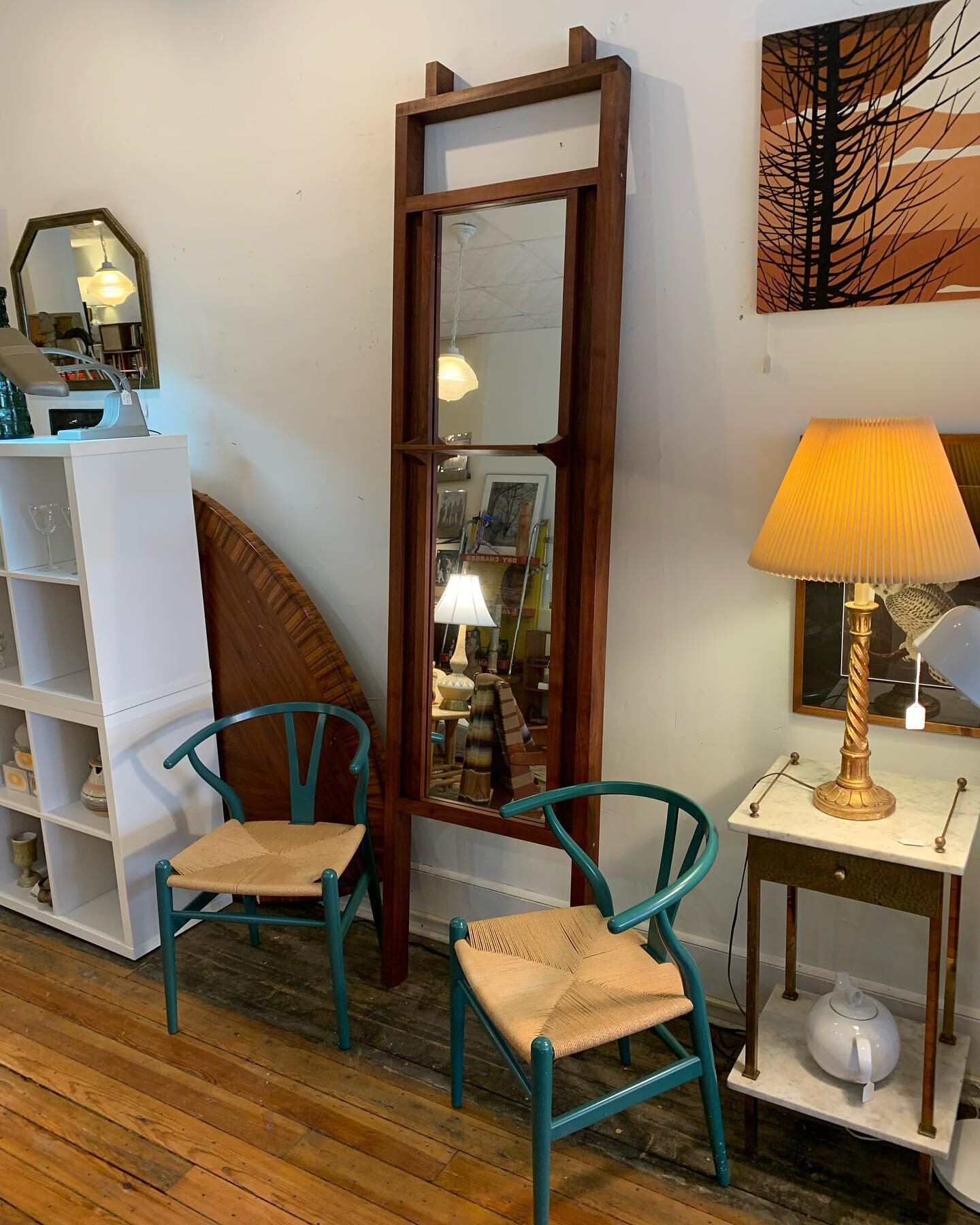 Sold &mdash; Here&rsquo;s a really cool one&mdash;an impressive custom made mirrored room divider in walnut. Finished on both sides (mirror with shelf on one side, solid walnut on reverse). Measures 8&rsquo; tall and 2&rsquo; wide. We didn&rsquo;t ge