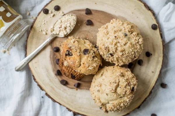 Peanut Butter Chocolate Chip Muffins using Peanut Butter Powder