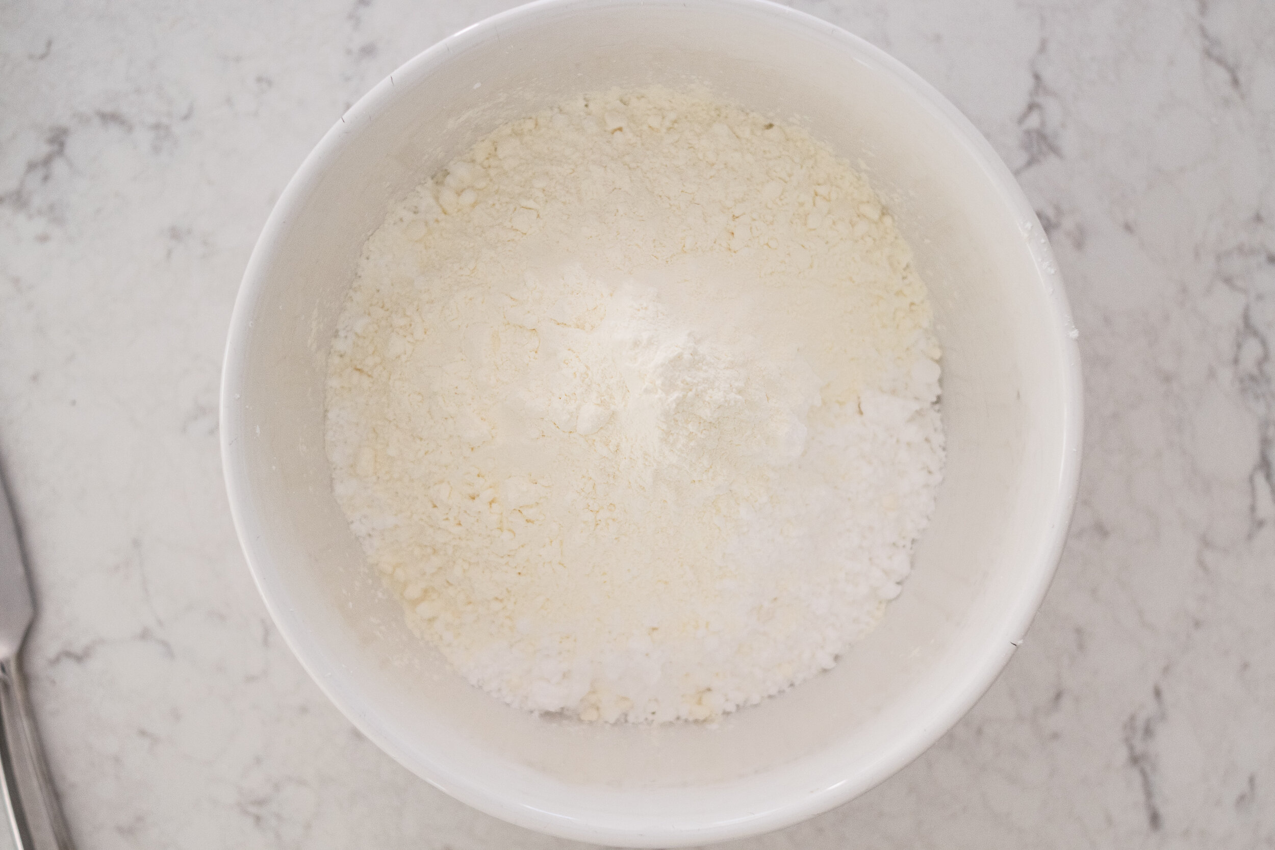  Add meringue powdered to powdered sugar. 