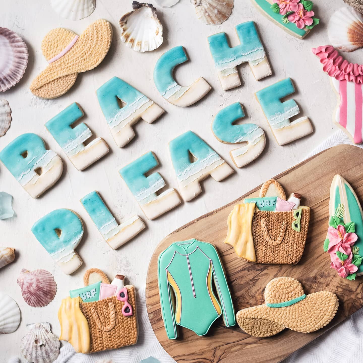 Now that Summer has unofficially begun, I have the beach on my mind. Can you tell?

We don't have any trips to the beach planned, so I will just be channeling my beach energy into cookies!

Since we stayed home for the long weekend, I got a chance to