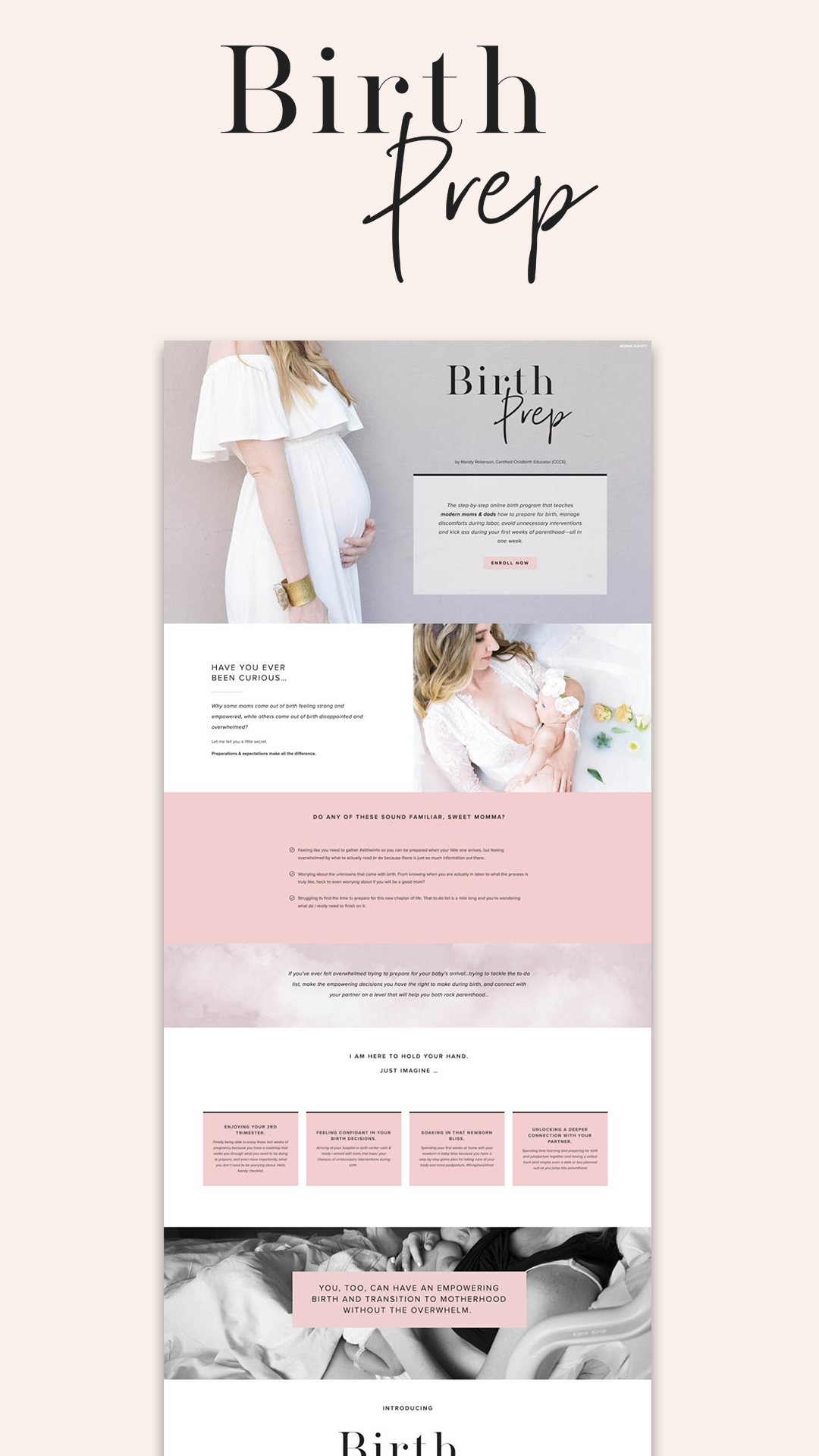 Birth Prep sales page | Squarespace design by Jodi Neufeld Design