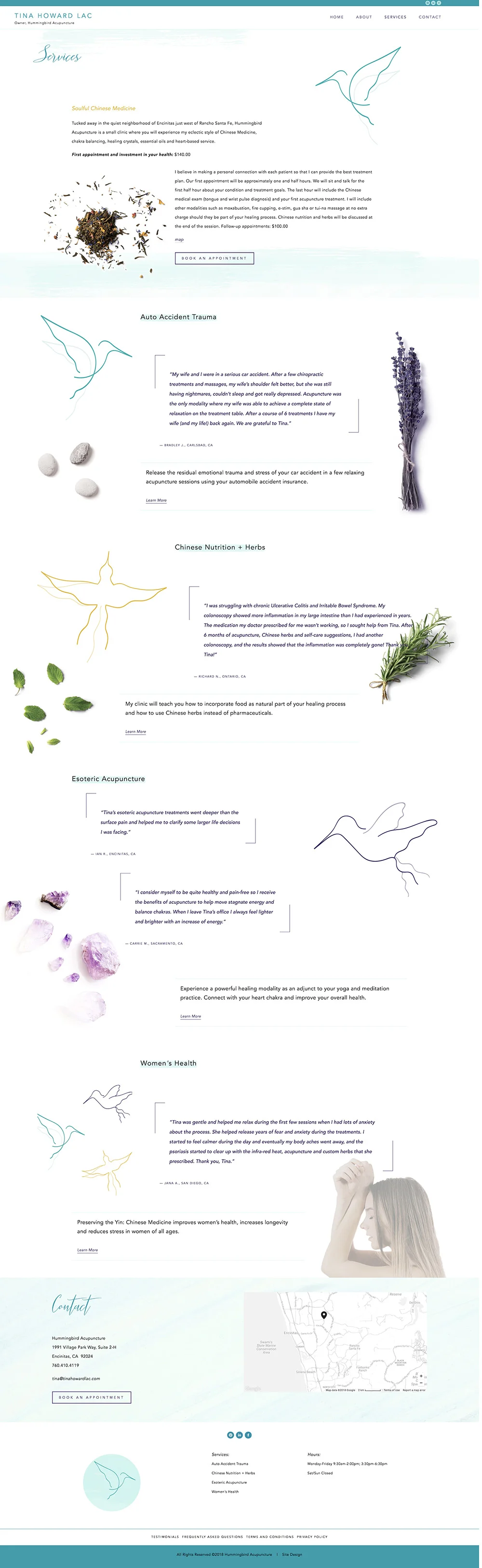 Tina Howard LAC Services page | Squarespace web design by Jodi Neufeld Design