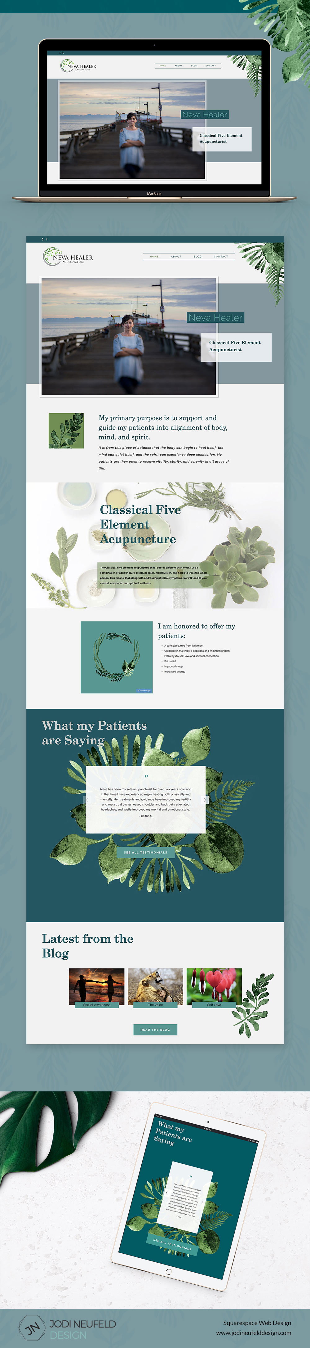 Neva Healer Squarespace website design by Jodi Neufeld Design