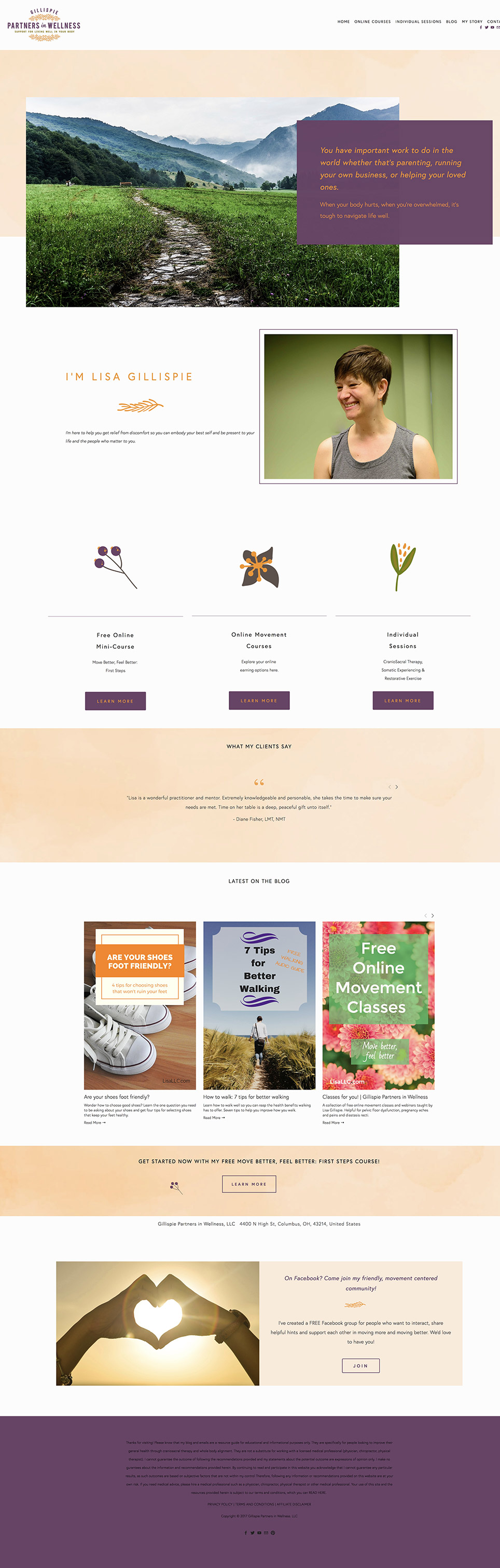 Gillispie Partners home page website design | Squarespace website fixer upper by Jodi Neufeld Design