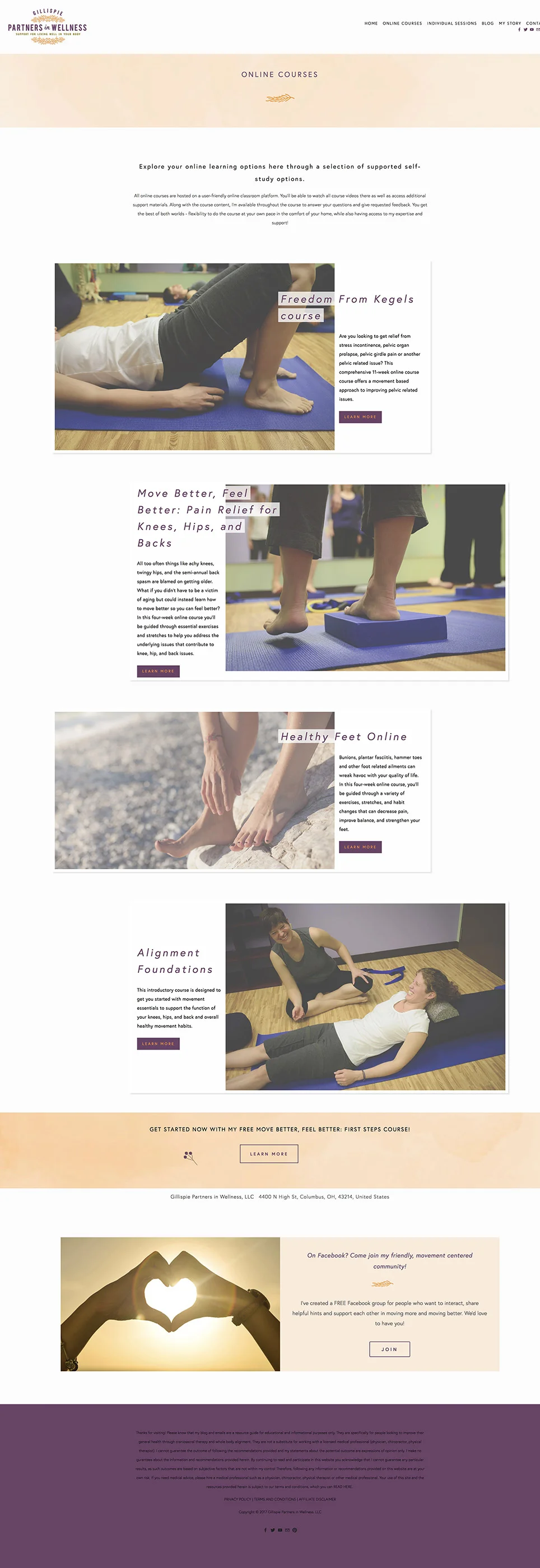 Gillispie Partners Online Courses page | web design by Jodi Neufeld Design