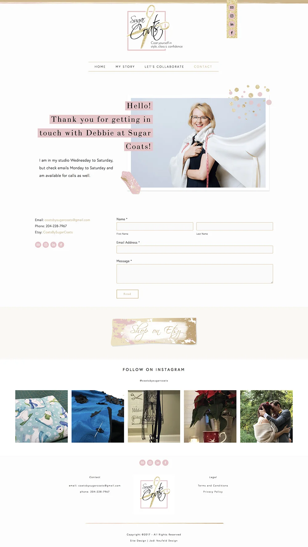 Sugar Coats contact page | website design by Jodi Neufeld Design